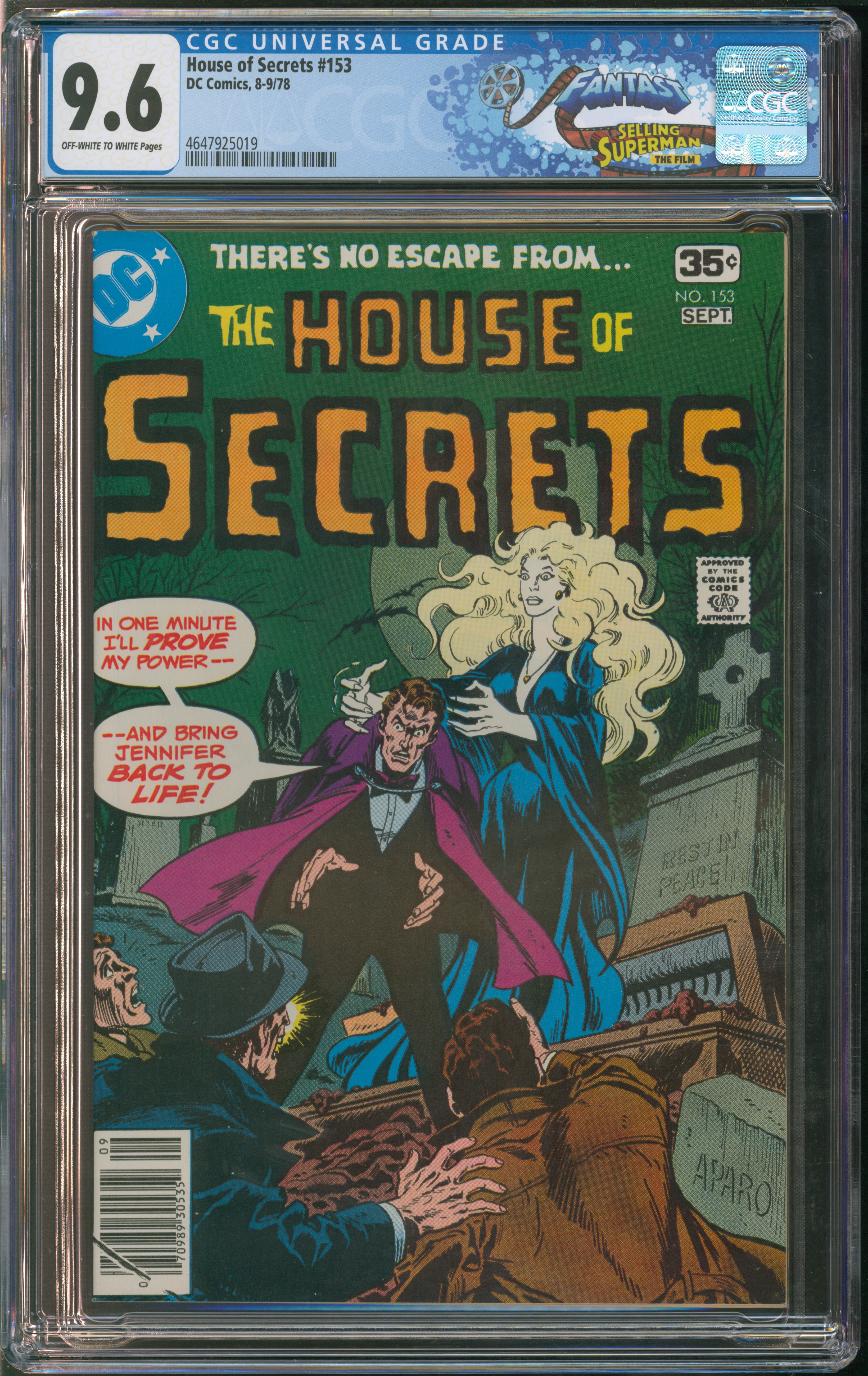 D.C. Comics House of Secrets #153 8-9/78 CGC FANTAST 9.6 Off-White to White Pages