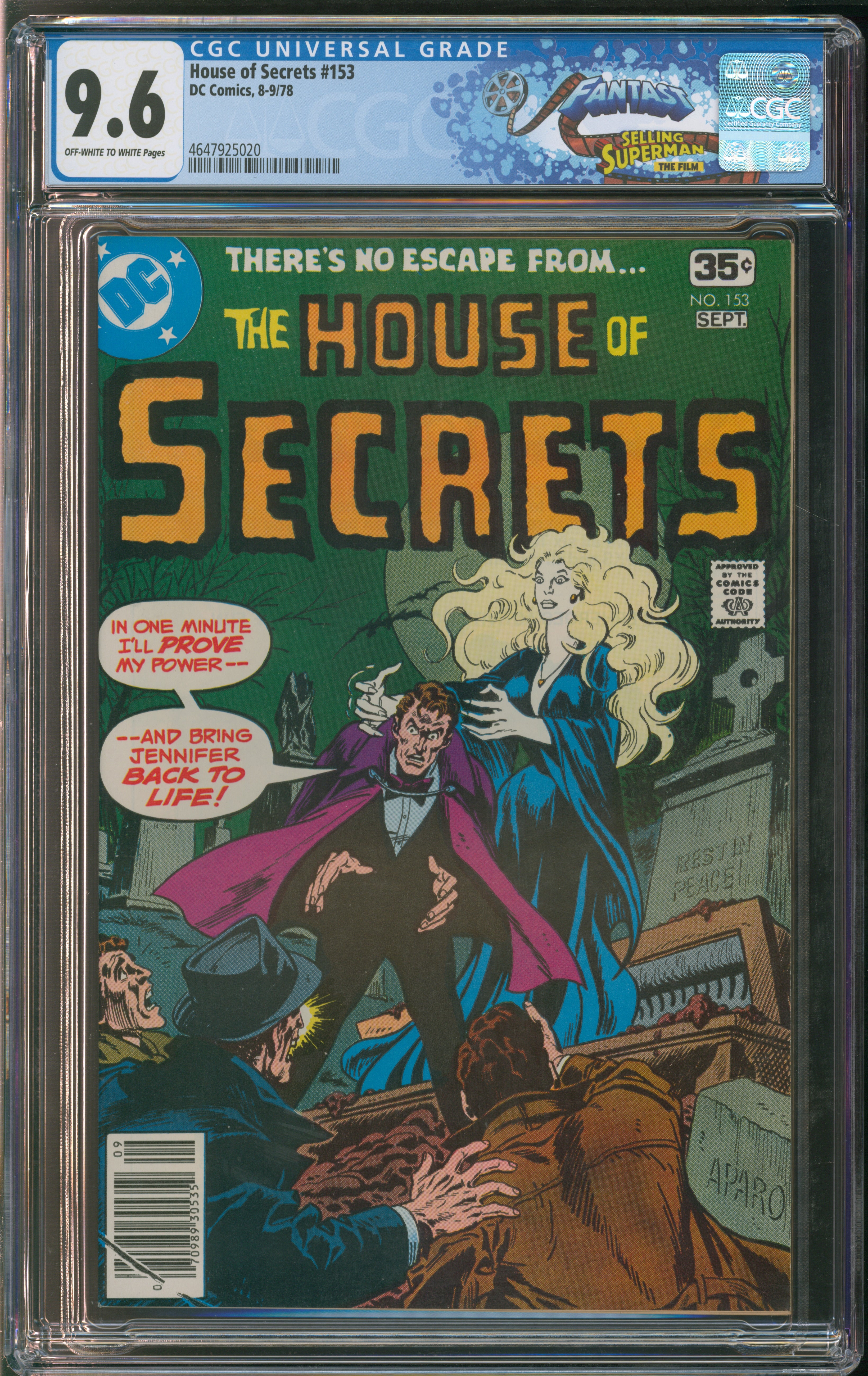 D.C. Comics House of Secrets #153 8-9/78 CGC FANTAST 9.6 Off-White to White Pages