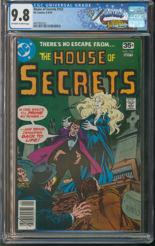 D.C. Comics House of Secrets #153 8-9/78 CGC FANTAST 9.8 Off-White to White Pages