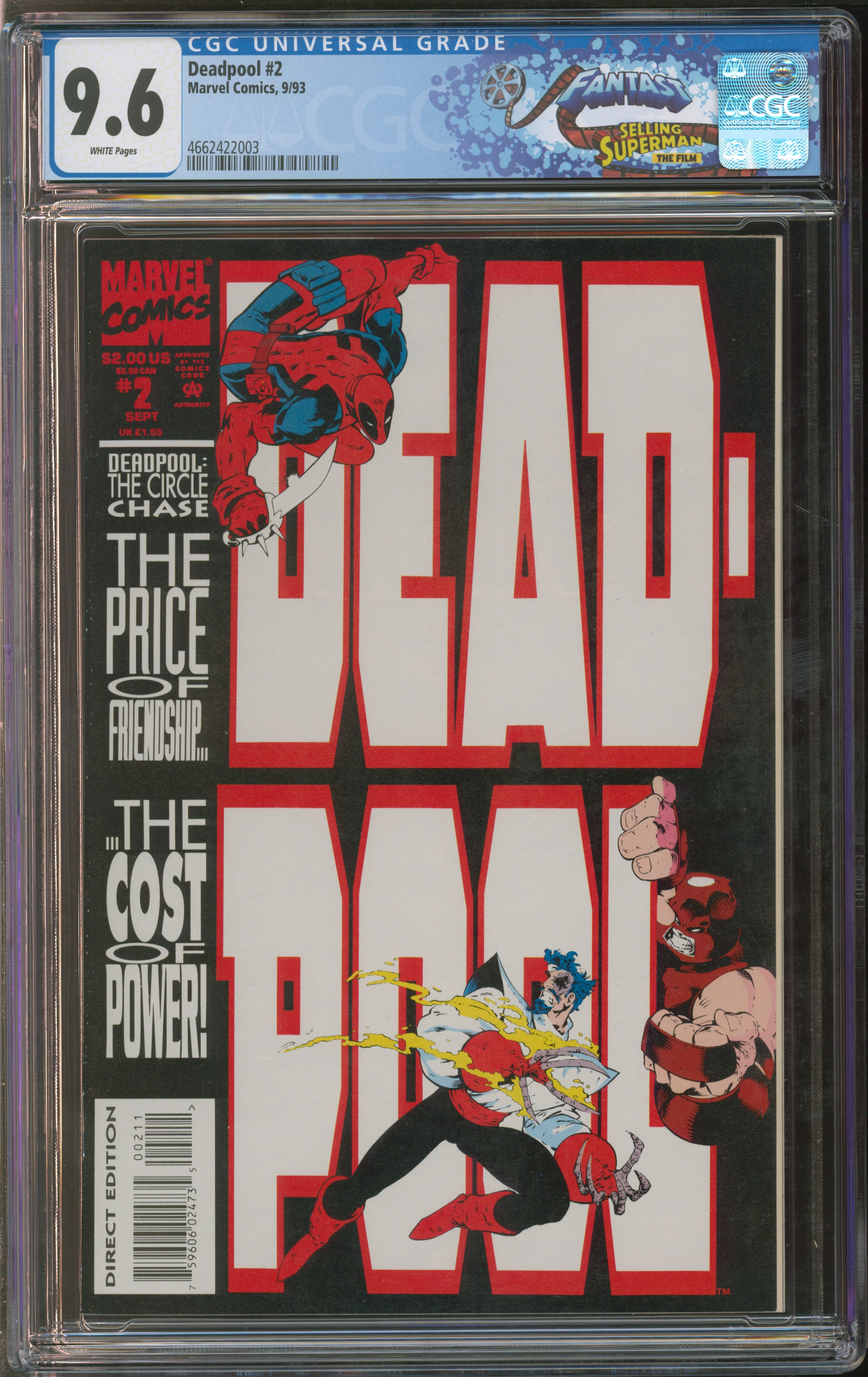 Marvel Comics Deadpool #2 9/93 FANTAST CGC 9.6 White Pages