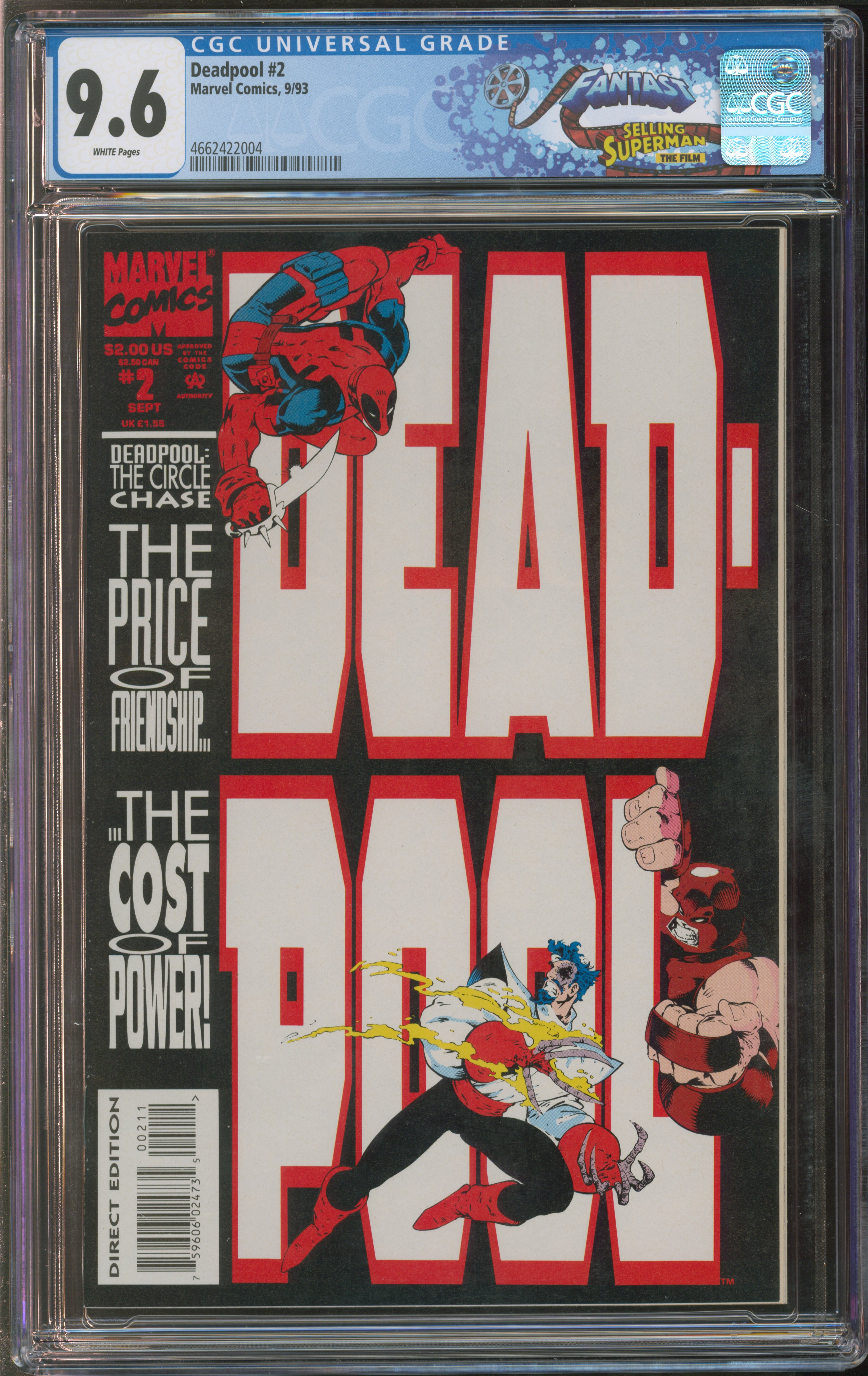 Marvel Comics Deadpool #2 9/93 FANTAST CGC 9.6 White Pages