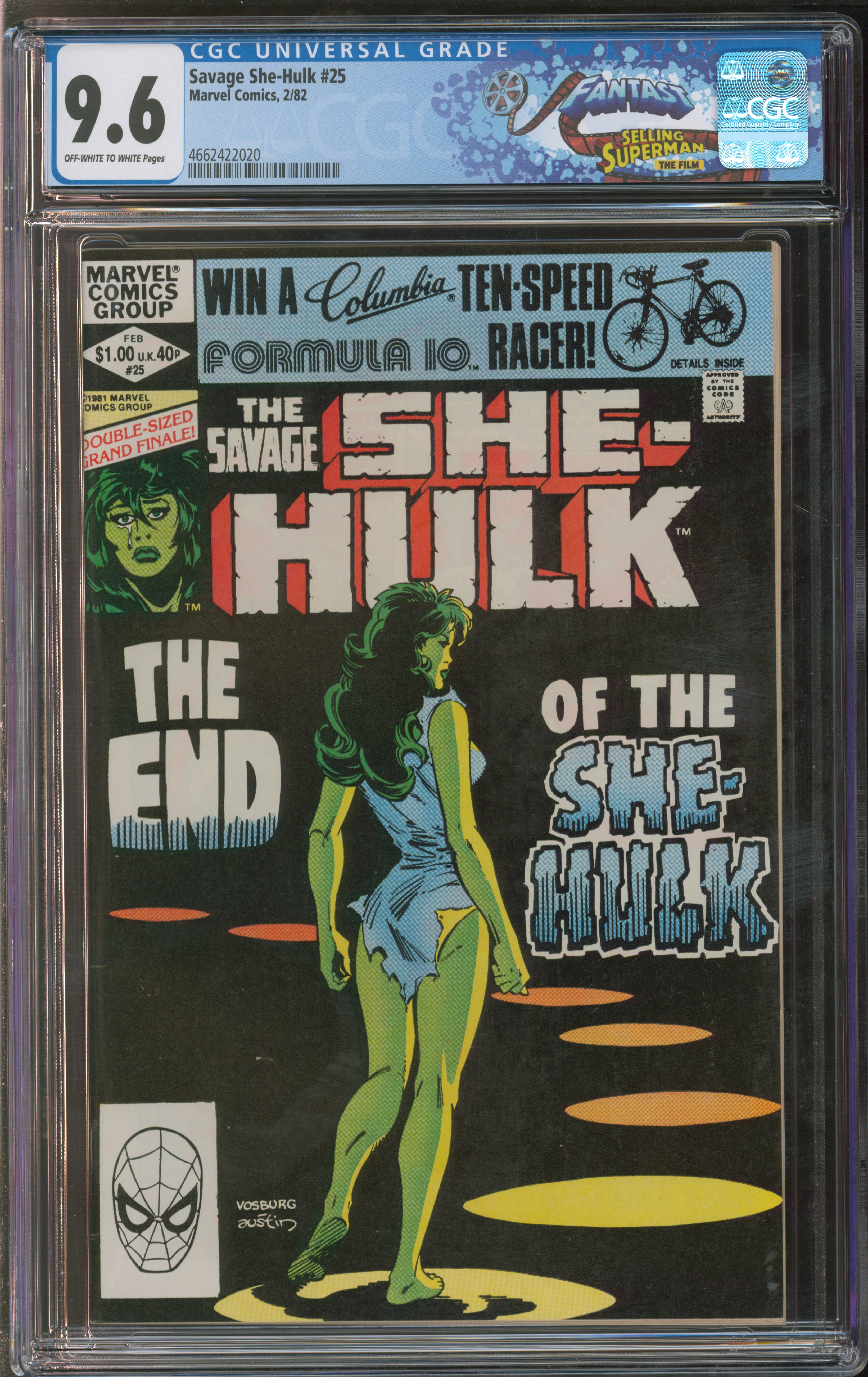 Marvel Comics Savage She-Hulk #25 2/82 FANTAST CGC 9.6 Off-White to White Pages