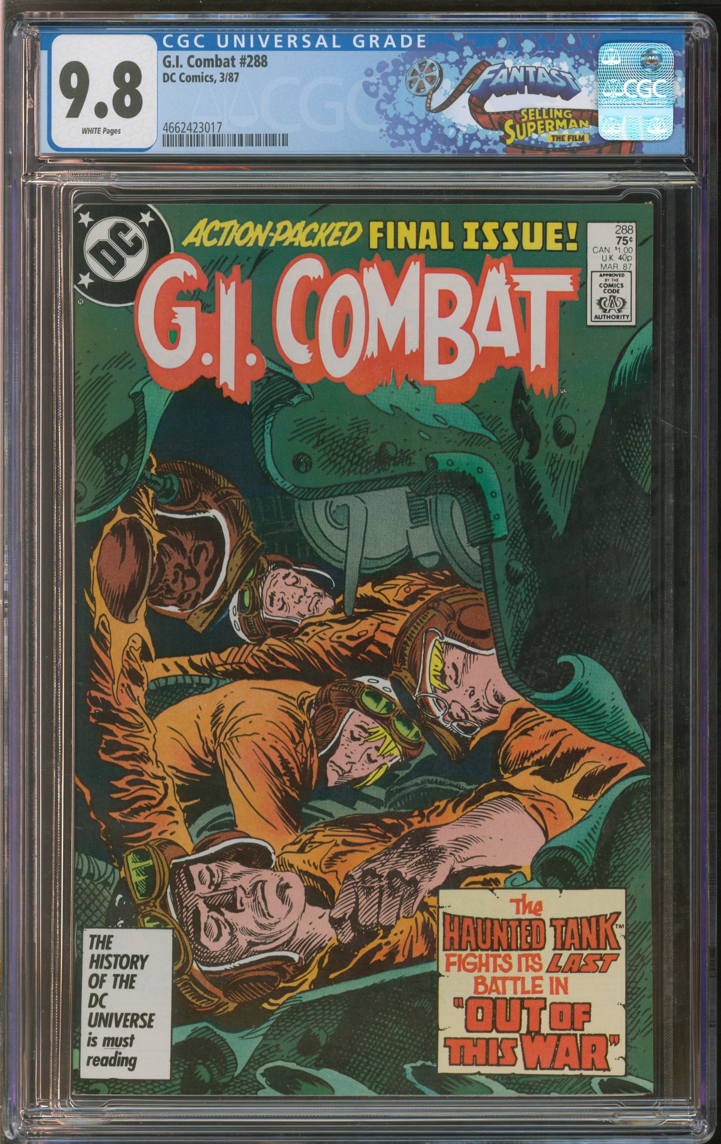 D.C. Comics G.I. Combat #288 3/87 FANTAST CGC 9.8 White Pages