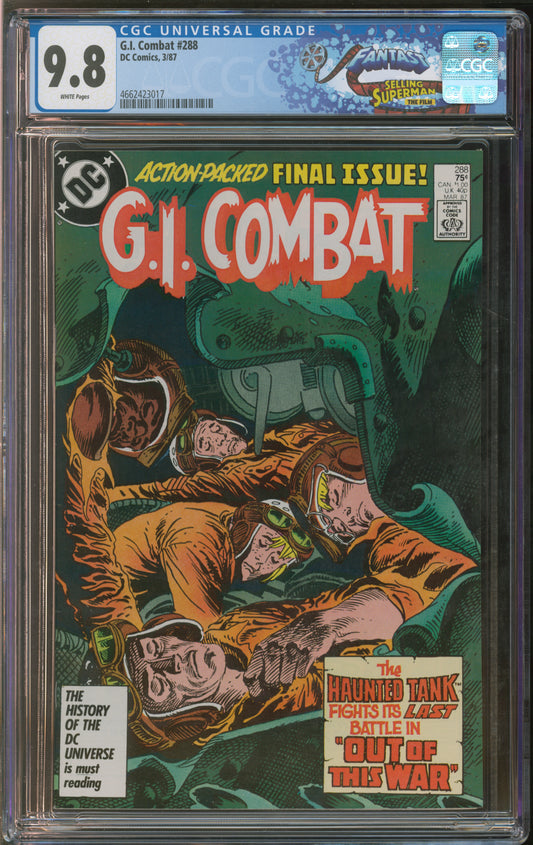 D.C. Comics G.I. Combat #288 3/87 FANTAST CGC 9.8 White Pages