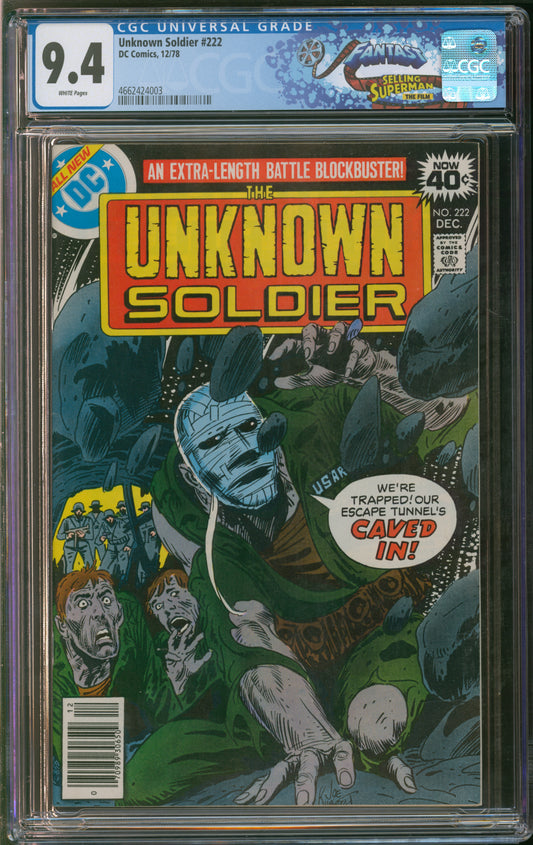 D.C. Comics Unknown Soldier #222 12/78 FANTAST CGC 9.4 Off-White to White Pages