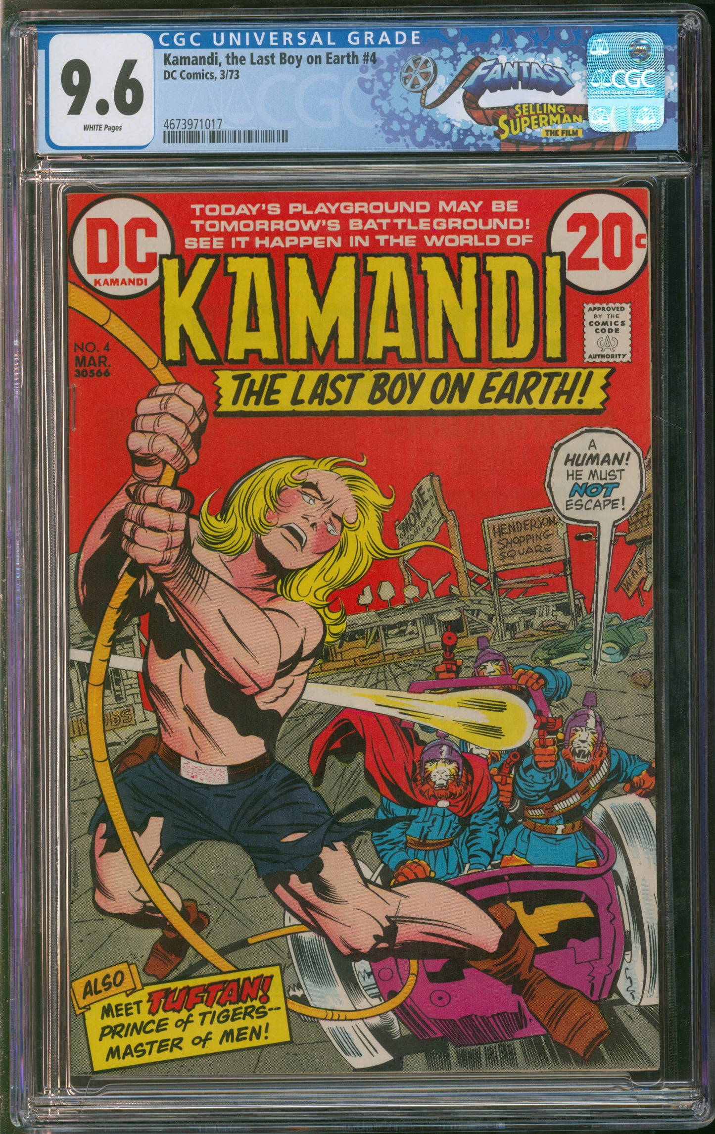 D.C. Comics Kamandi, the Last Boy on Earth #4 3/74 FANTAST CGC 9.6 White Pages