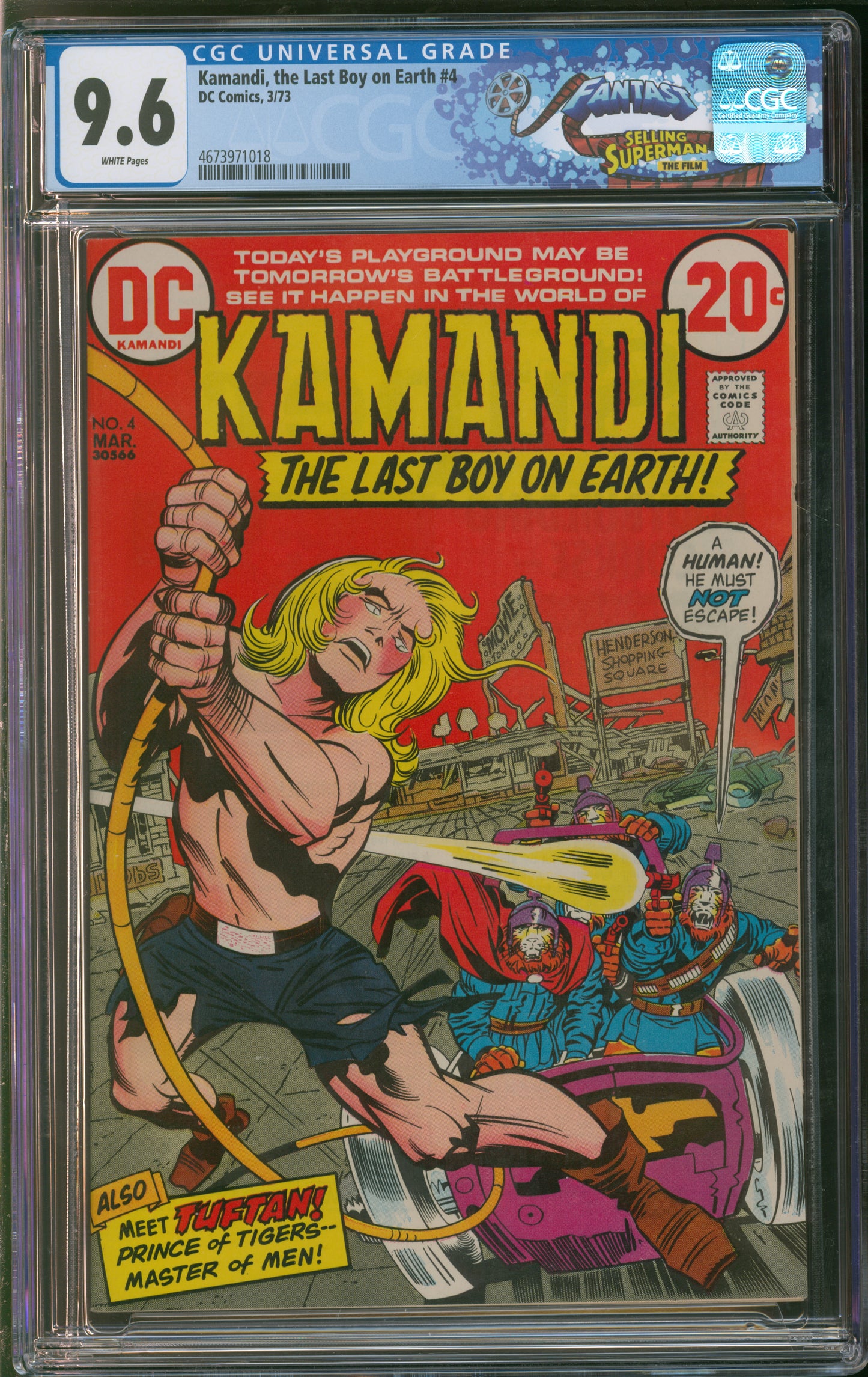D.C. Comics Kamandi, the Last Boy on Earth #4 3/74 FANTAST CGC 9.6 White Pages