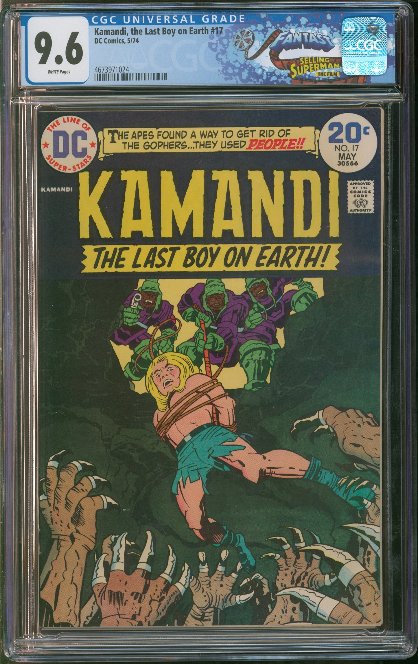 D.C. Comics Kamandi, the Last Boy on Earth #17 5/74 FANTAST CGC 9.6 White Pages