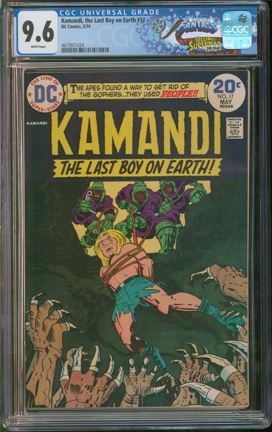 D.C. Comics Kamandi, the Last Boy on Earth #17 5/74 FANTAST CGC 9.6 White Pages