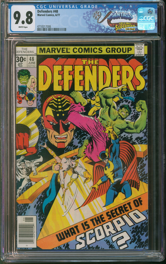 Marvel Comics Defenders #48 6/77 FANTAST CGC 9.8 White Pages