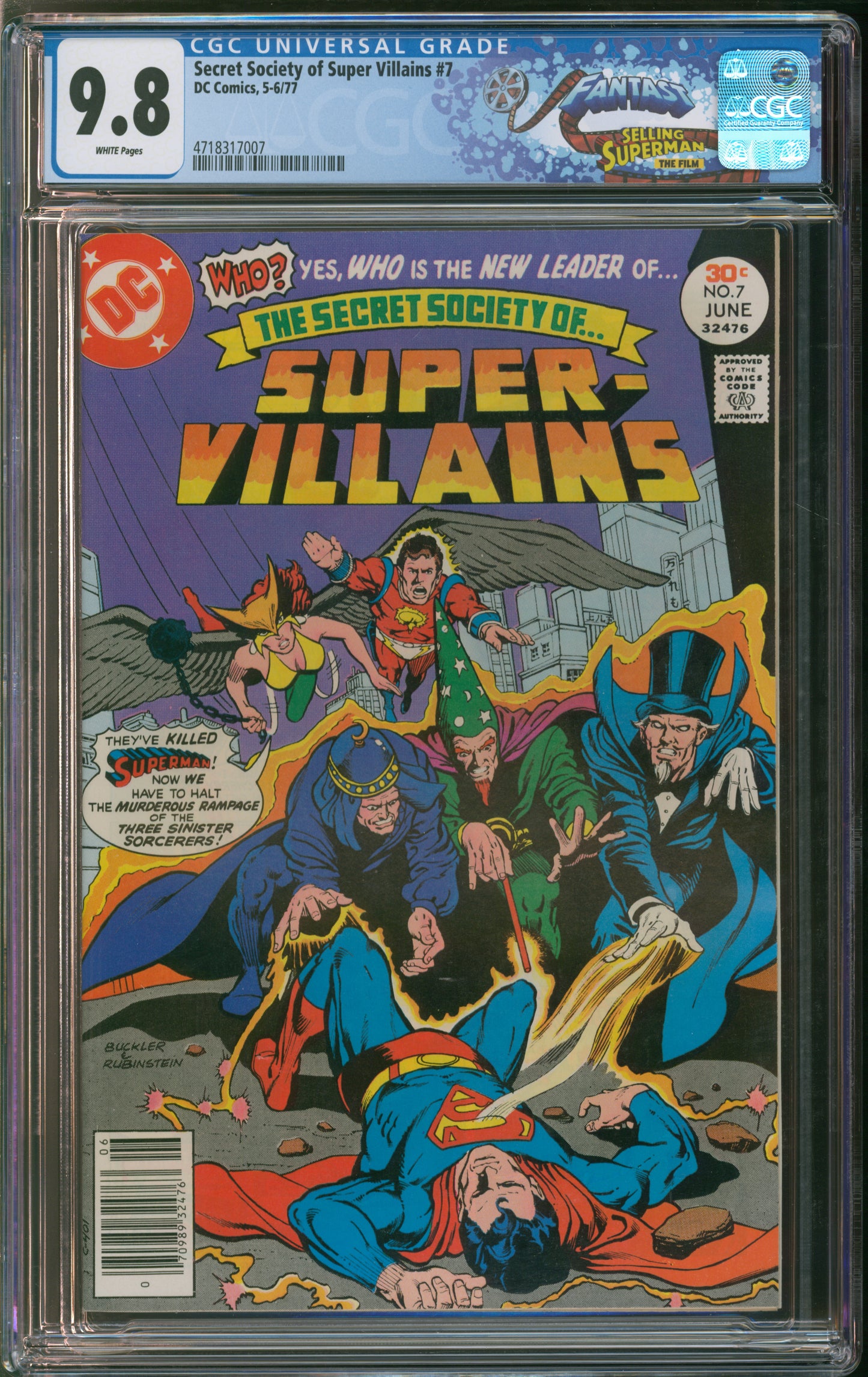 D.C. Comics Secret Society of Super Villians #7 5-6/77 FANTAST CGC 9.8 White Pages