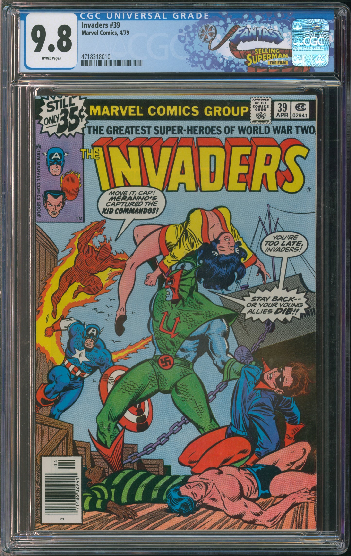 Marvel Comics Invaders #39 4/79 FANTAST CGC 9.8 White Pages