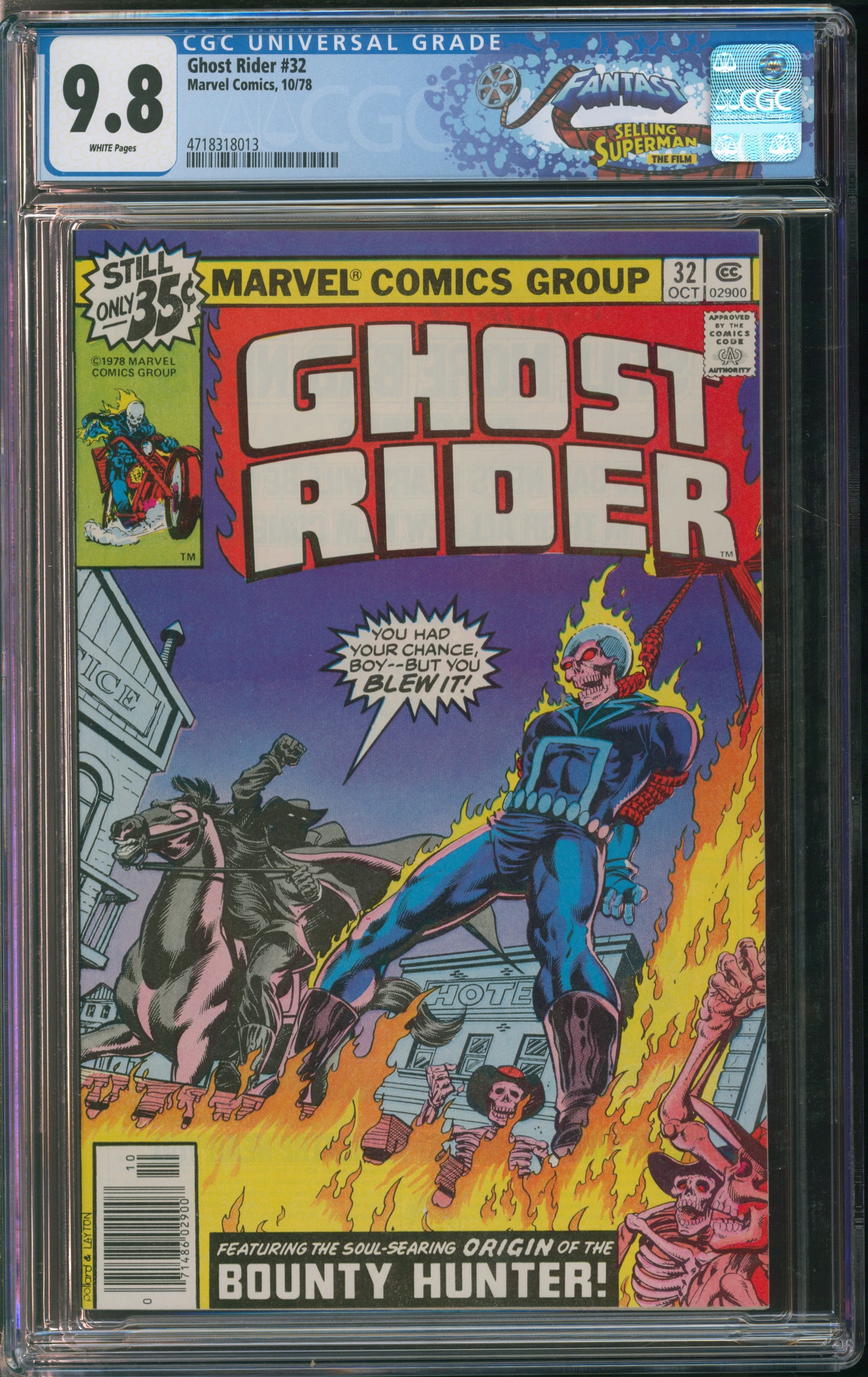 Marvel Comics Ghost Rider #32 10/78 FANTAST CGC 9.8 White Pages