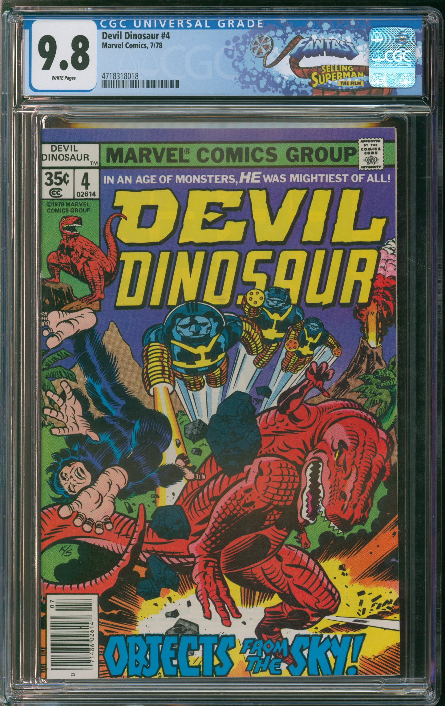 Marvel Comics Devil Dinosaur #4 7/78 FANTAST CGC 9.8 White Pages