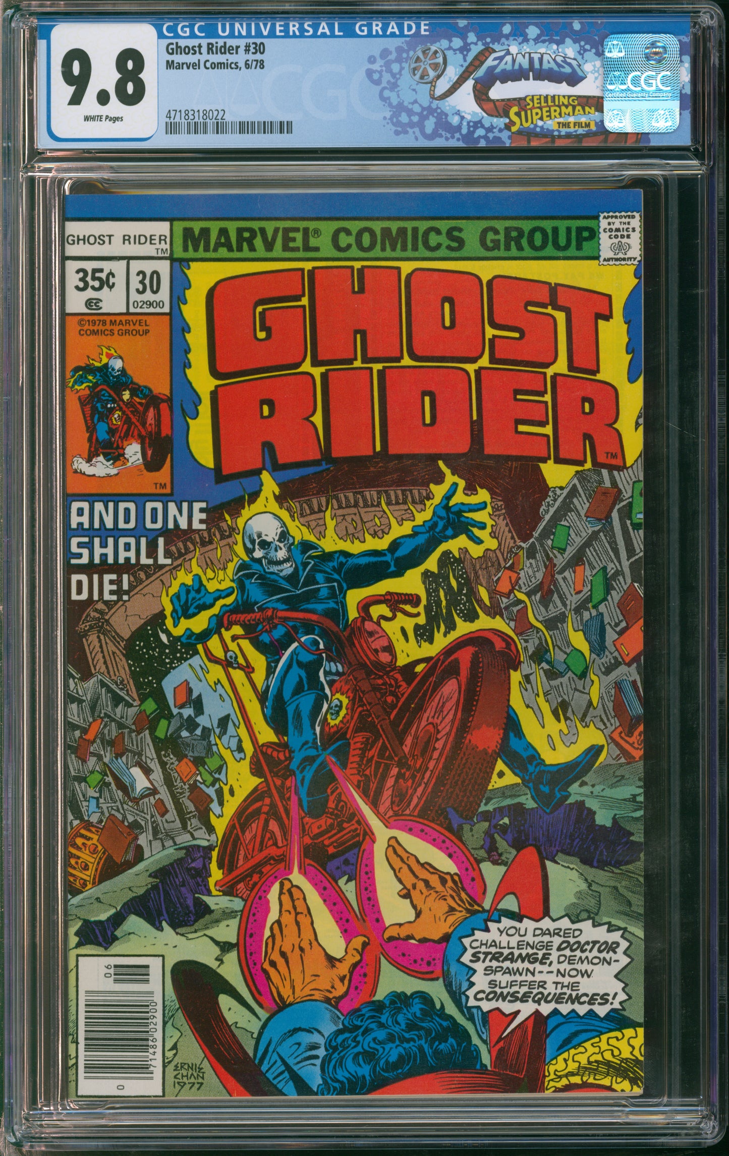 Marvel Comics Ghost Rider #30 6/78 FANTAST CGC 9.8 White Pages
