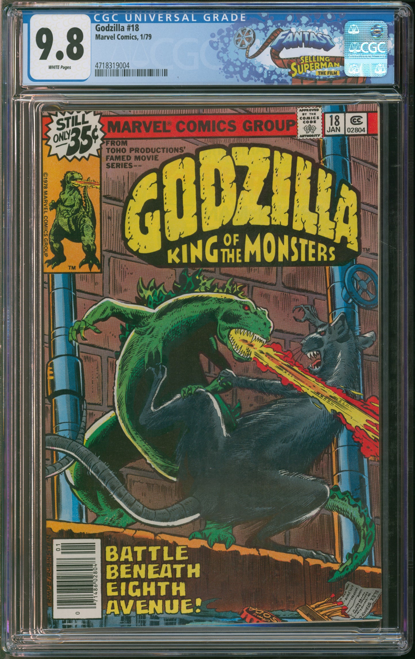 Marvel Comics Godzilla #18 1/79 FANTAST CGC 9.8 White Pages