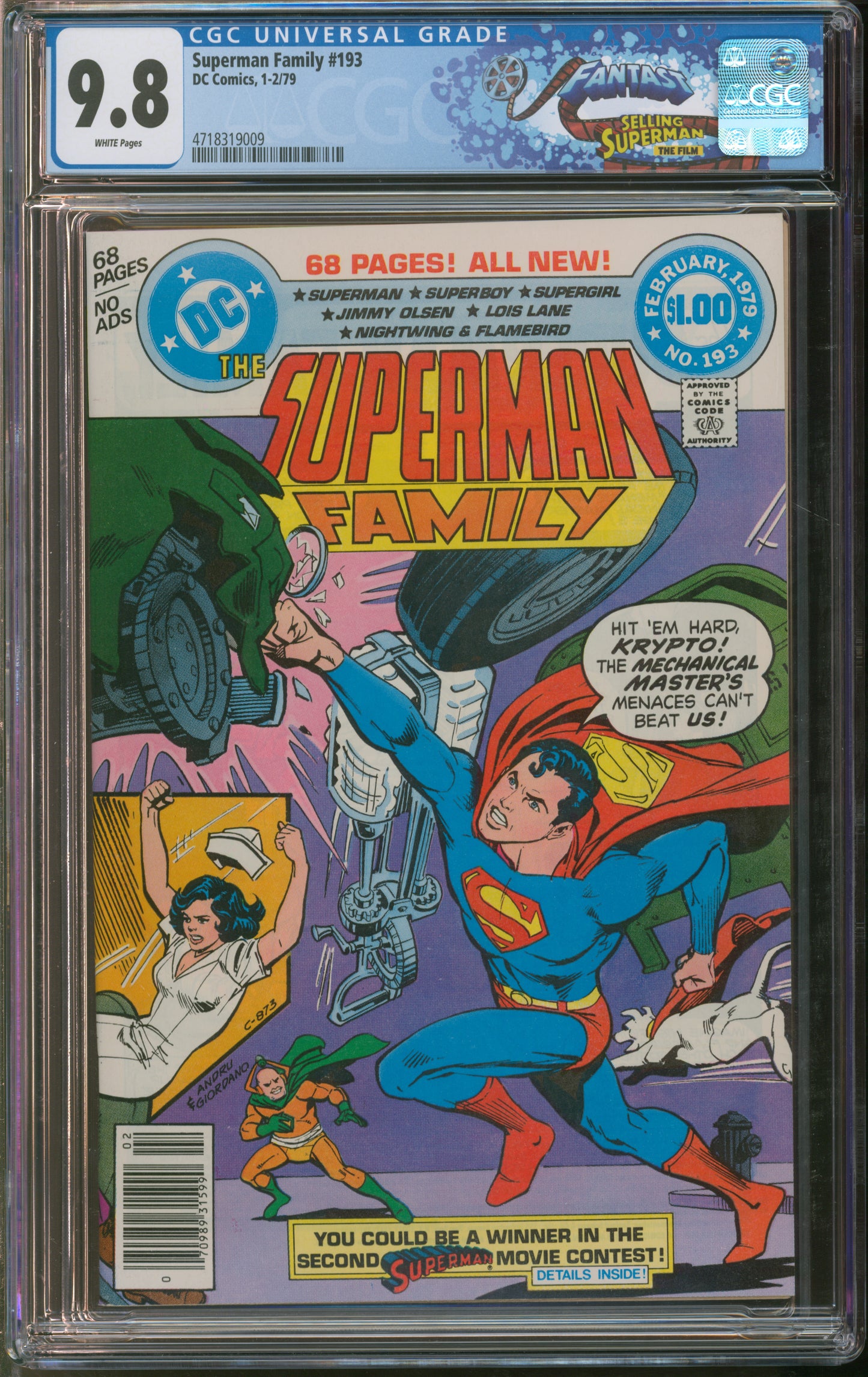 D.C. Comics Superman Family #193 1-2/79 FANTAST CGC 9.8 White Pages