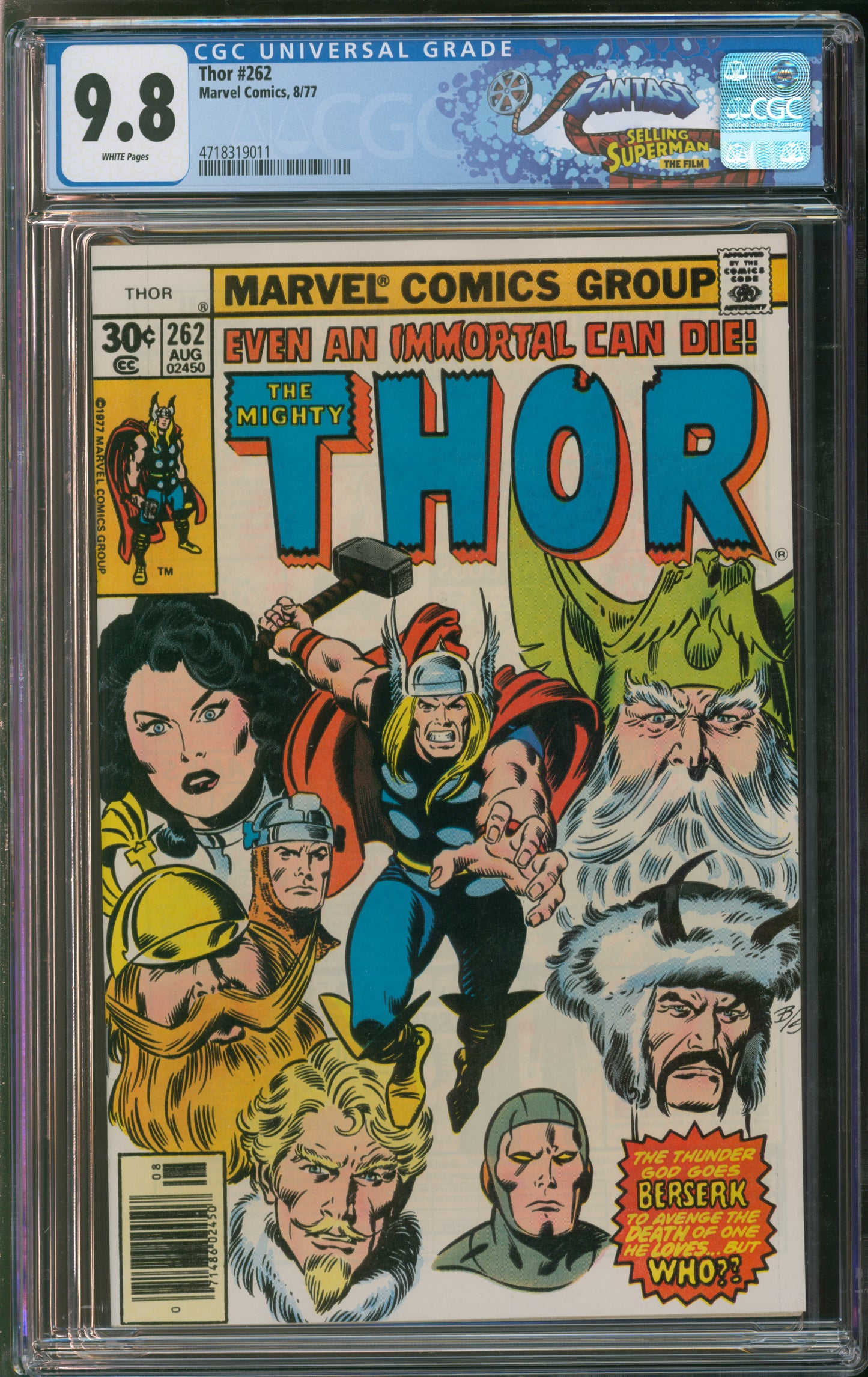 Marvel Comics Thor #262 8/77 FANTAST CGC 9.8 White Pages