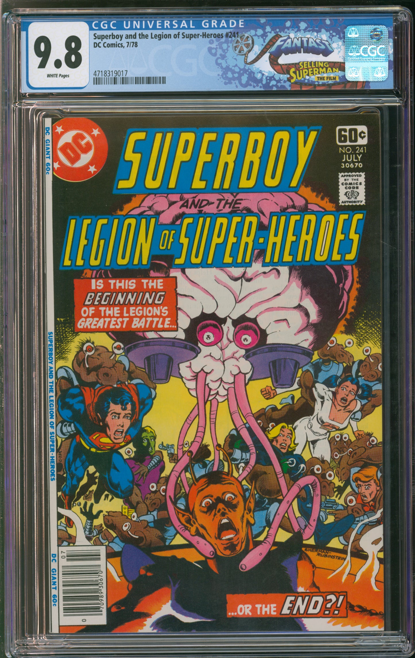 D.C. Comics Superboy and the Legion of Super-Heroes #241 7/78 FANTAST CGC 9.8 White Pages