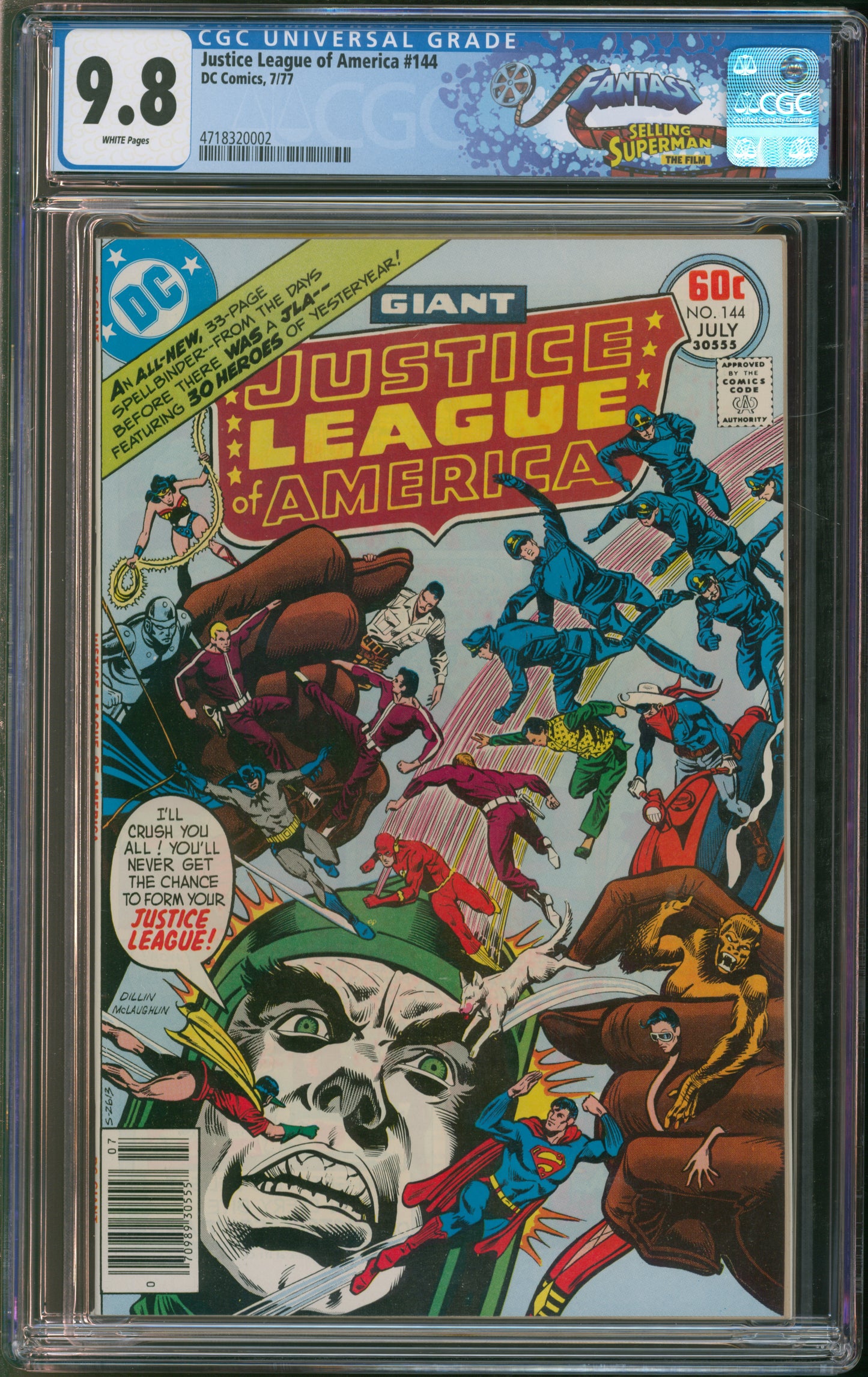 D.C. Comics Justice League of America #144 7/77 FANTAST CGC 9.8 White Pages