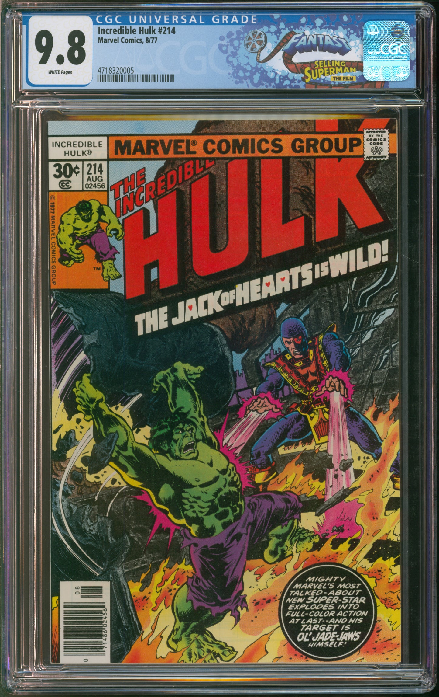 Marvel Comics Incredible Hulk #214 8/77 FANTAST CGC 9.8 White Pages