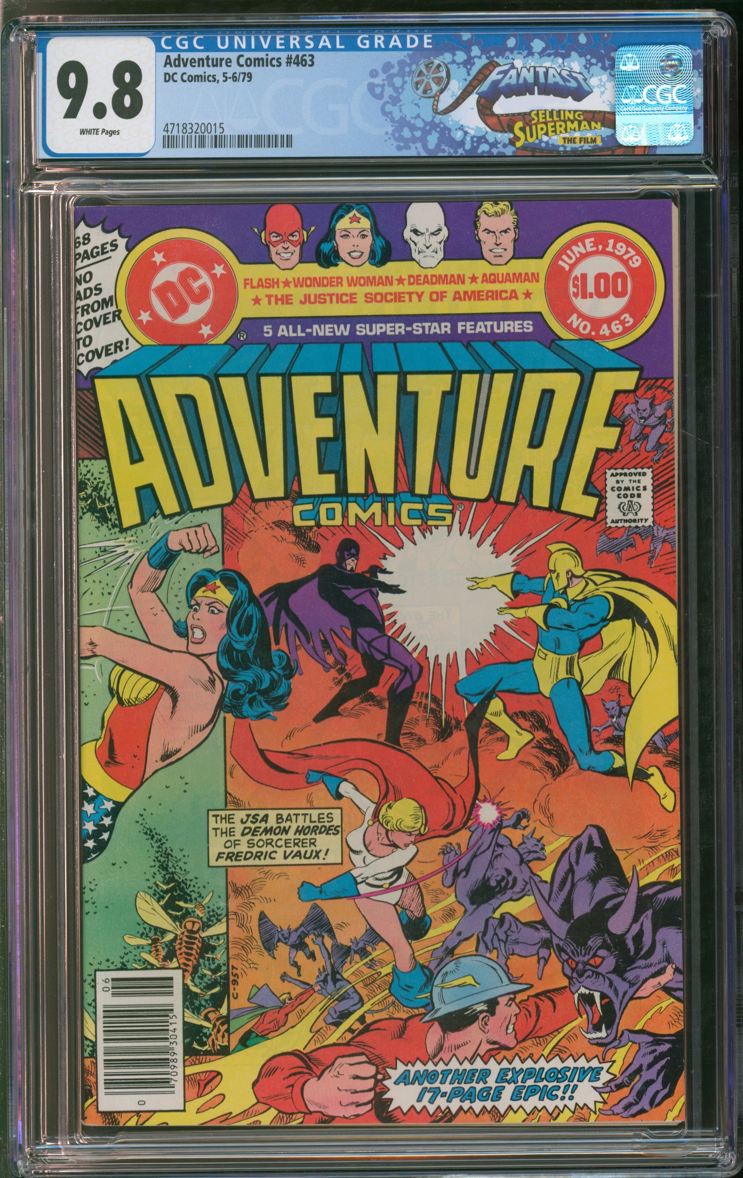 D.C. Comics Adventure Comics #463 5-6/79 FANTAST CGC 9.8 White Pages