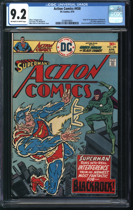 D.C. Comics Action Comics #458 4/76 CGC 9.2 Off-White to White Pages