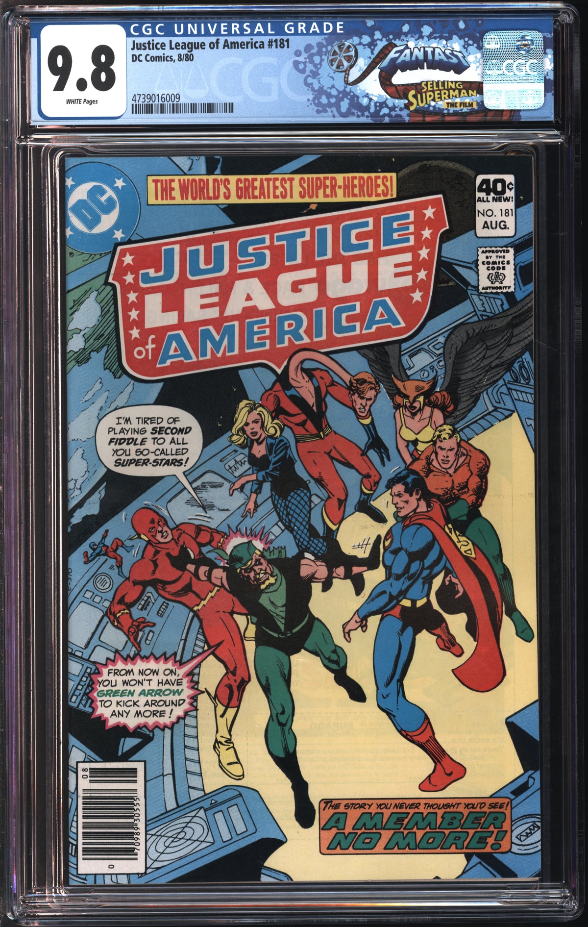 D.C. Comics Justice League of America #181 8/80 FANTAST CGC 9.8 White Pages