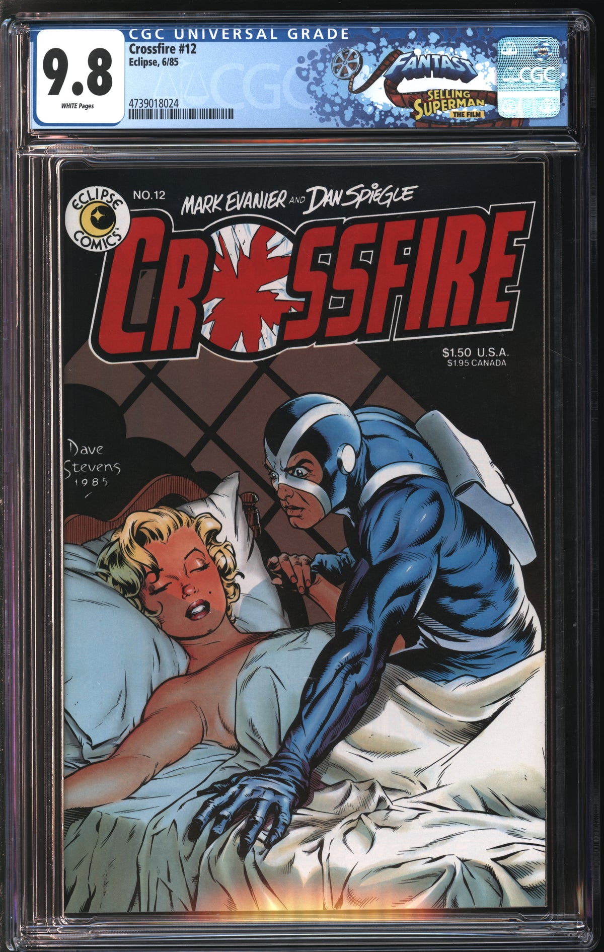 Eclipse Crossfire #12 6/85 FANTAST CGC 9.8 White Pages