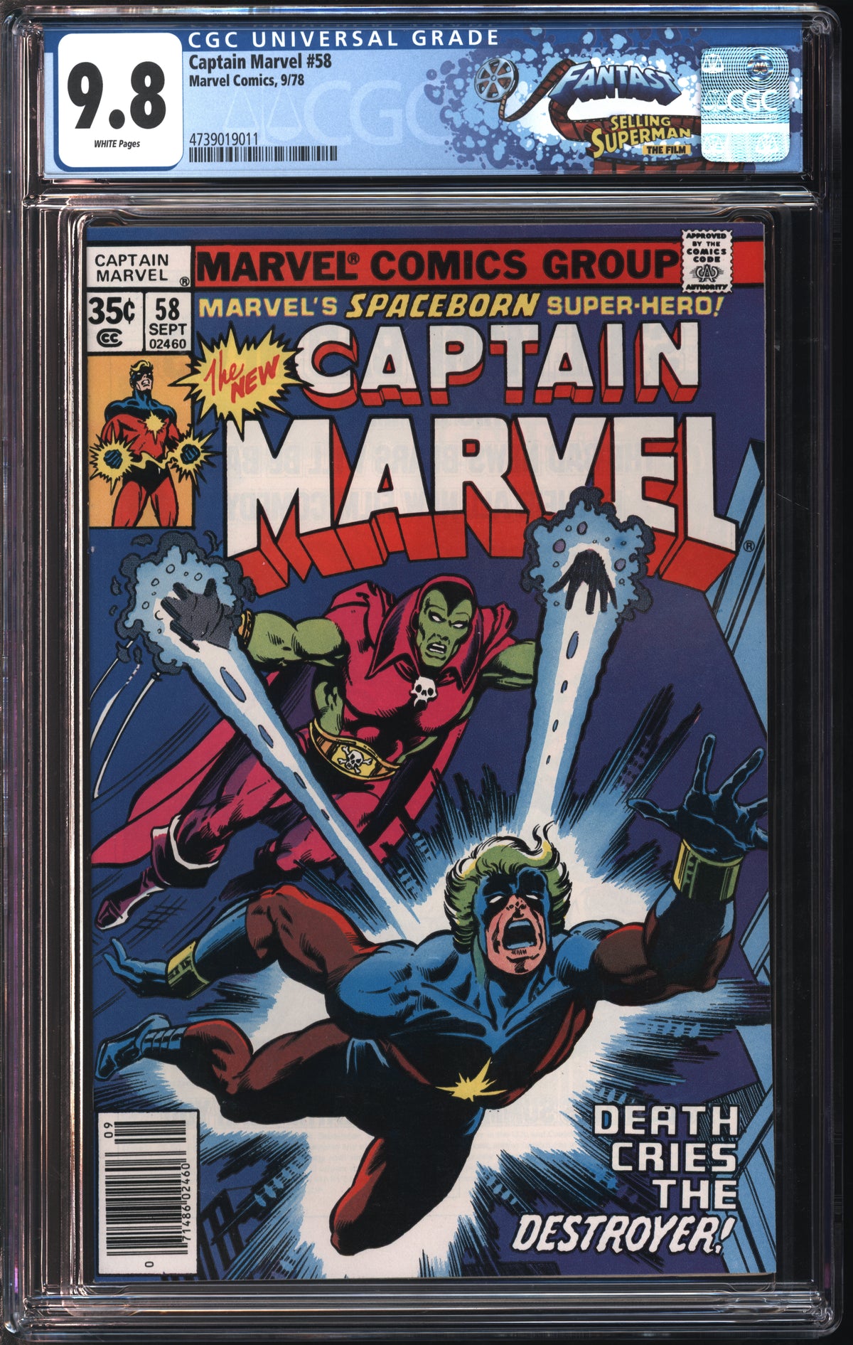 Marvel Comics Captain Marvel #58 9/78 FANTAST CGC 9.8 White Pages