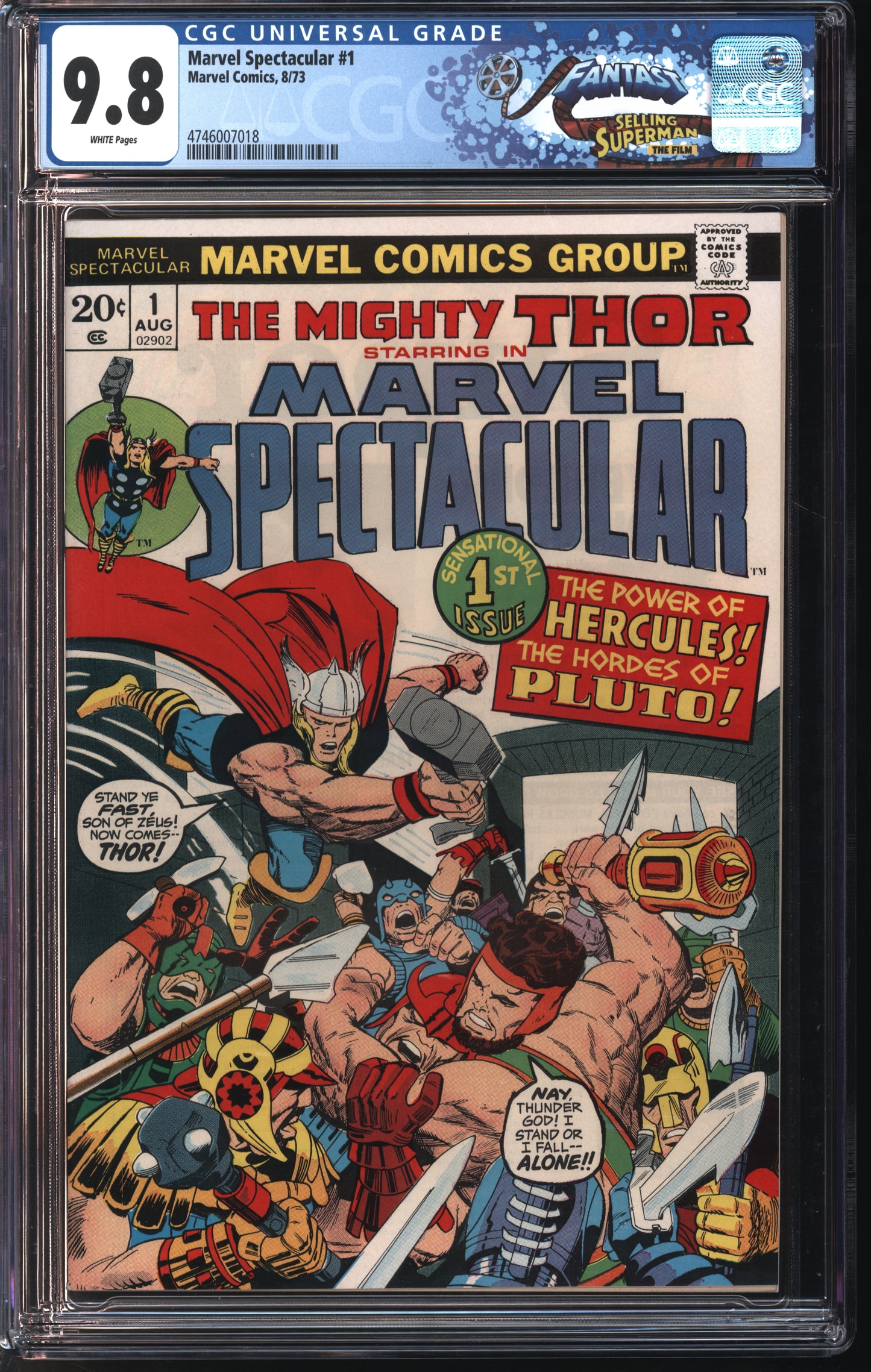 Marvel Spectacular #1 8/73 FANTAST CGC 9.8 White Pages