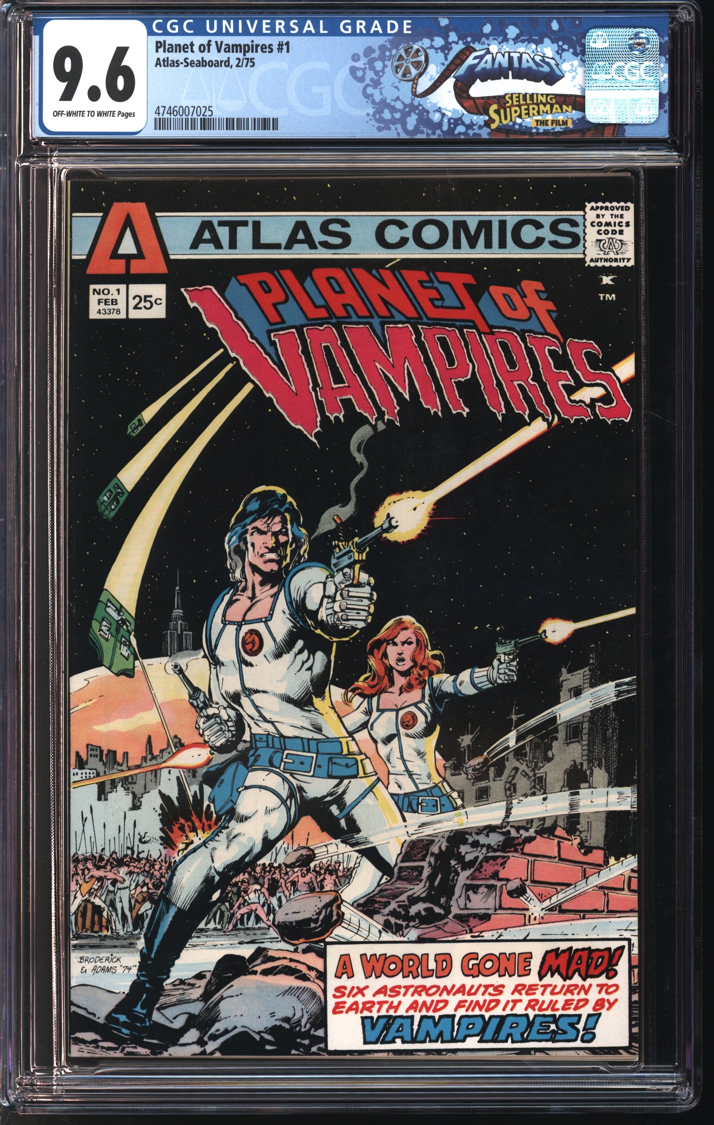 Atlas-Seaboard Planet of Vampires #1 2/75 FANTAST CGC 9.6 Off-White Pages