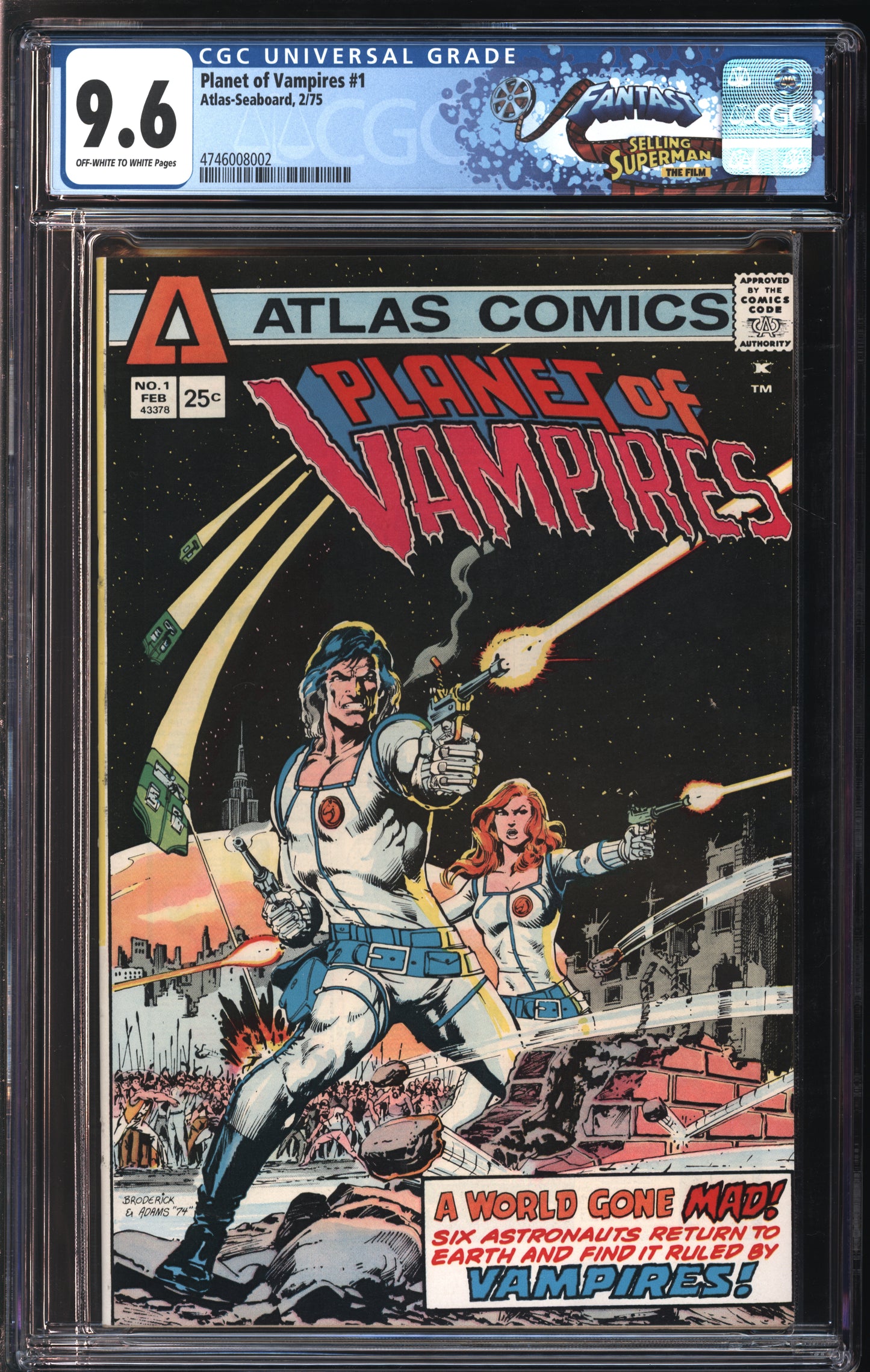 Atlas-Seaboard Planet of Vampires #1 2/75 FANTAST CGC 9.6 Off-White to White Pages