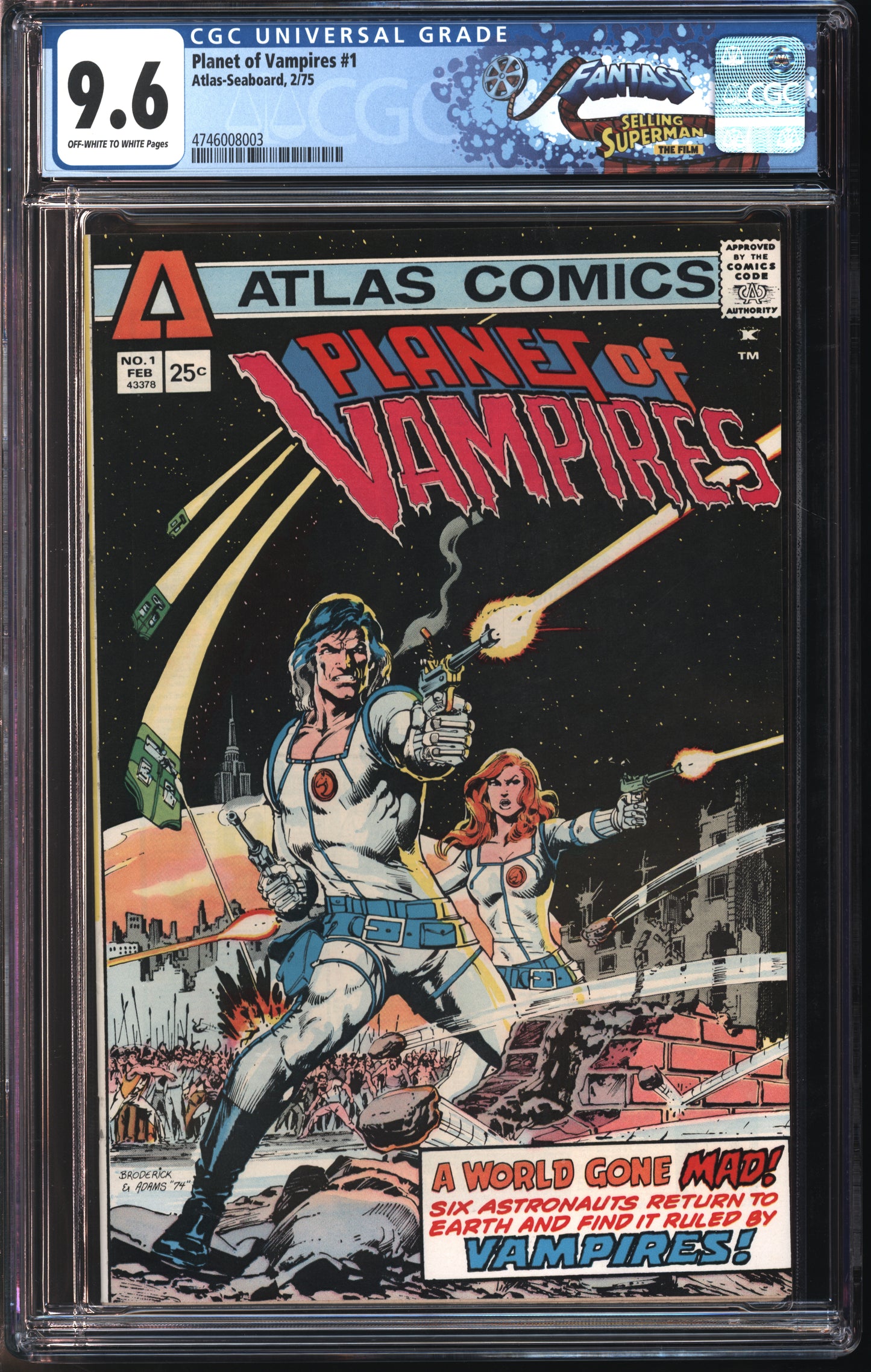 Atlas-Seaboard Planet of Vampires #1 2/75 FANTAST CGC 9.6 Off-White to White Pages