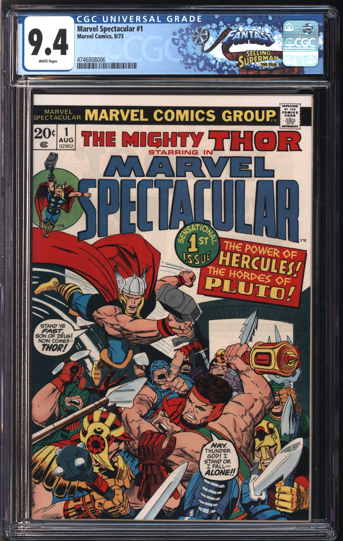 Marvel Comics Marvel Spectacular #1 8/73 FANTAST CGC 9.4 White Pages