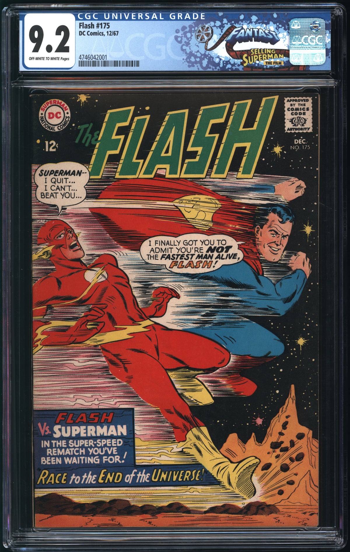D.C. Comics Flash #175 12/67 FANTAST CGC 9.2 Off-White to White Pages
