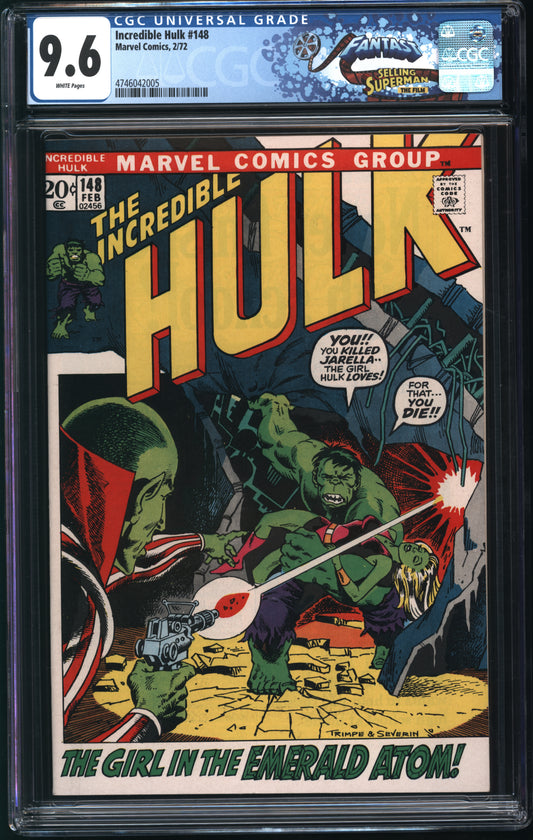 Marvel Comics Incredible Hulk #148 2/72 FANTAST CGC 9.6 White Pages
