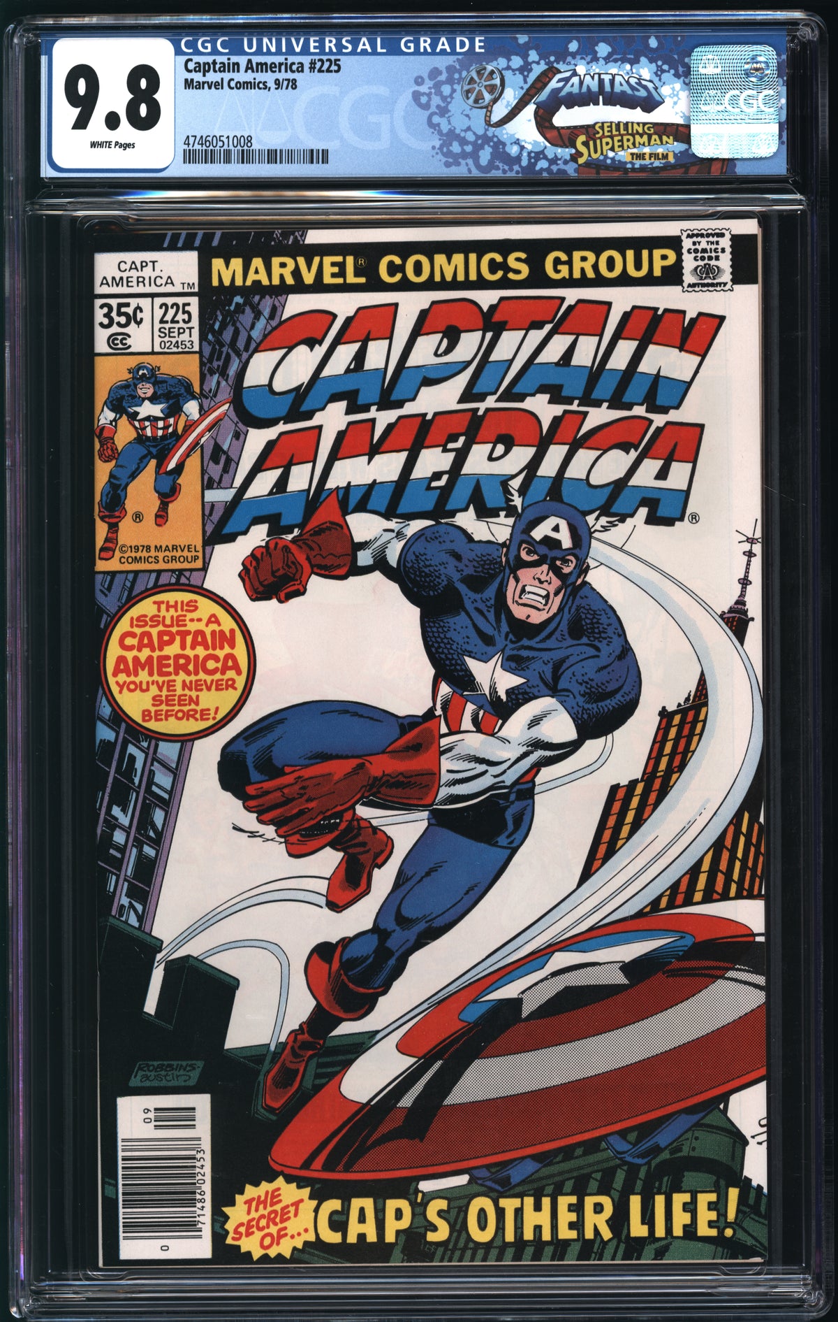 Marvel Comics Captain America #225 9/78 FANTAST CGC 9.8 White Pages