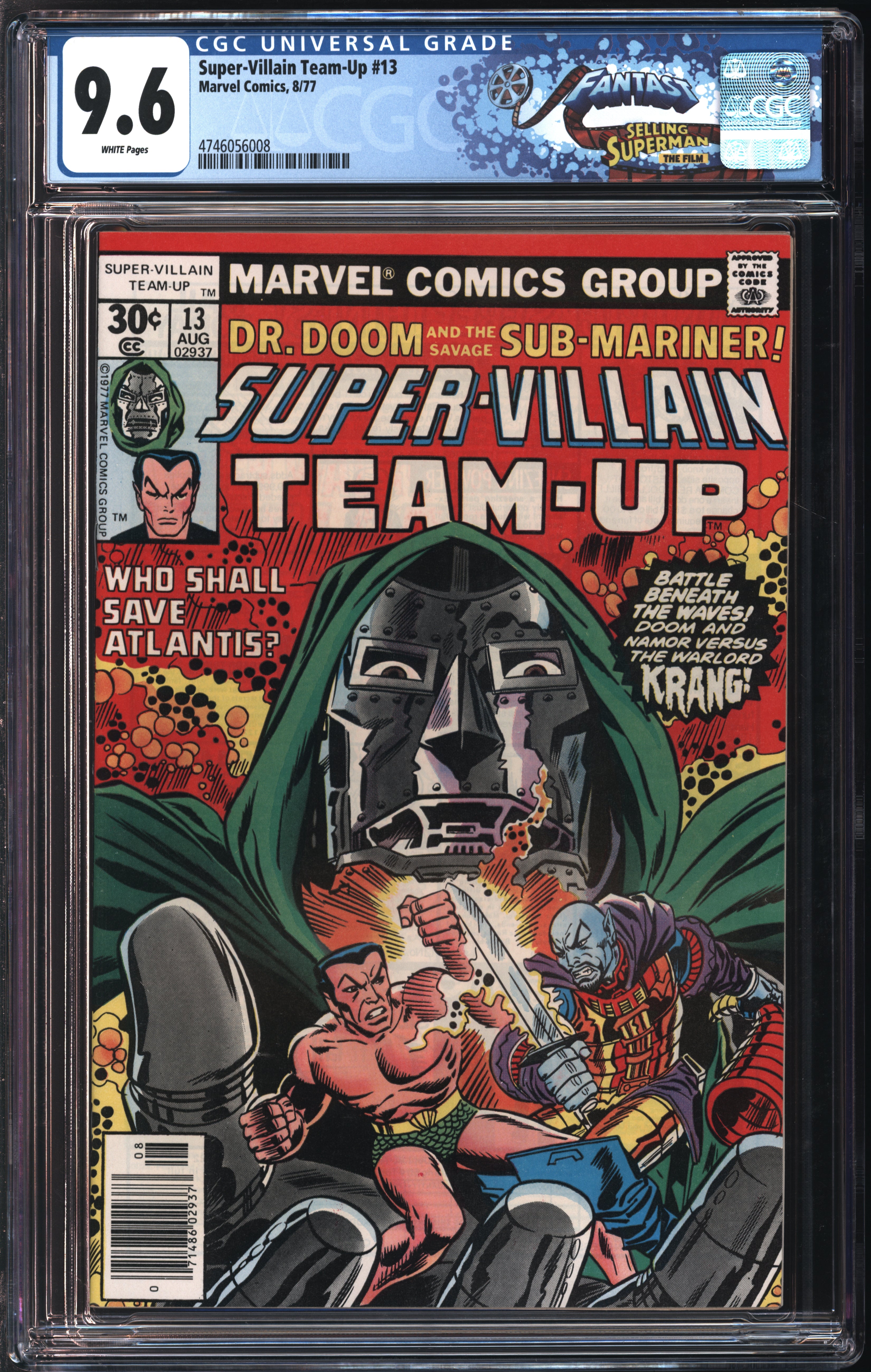 Marvel Comics Super-Villain Team-Up #13 8/77 FANTAST CGC 9.6 White Pages