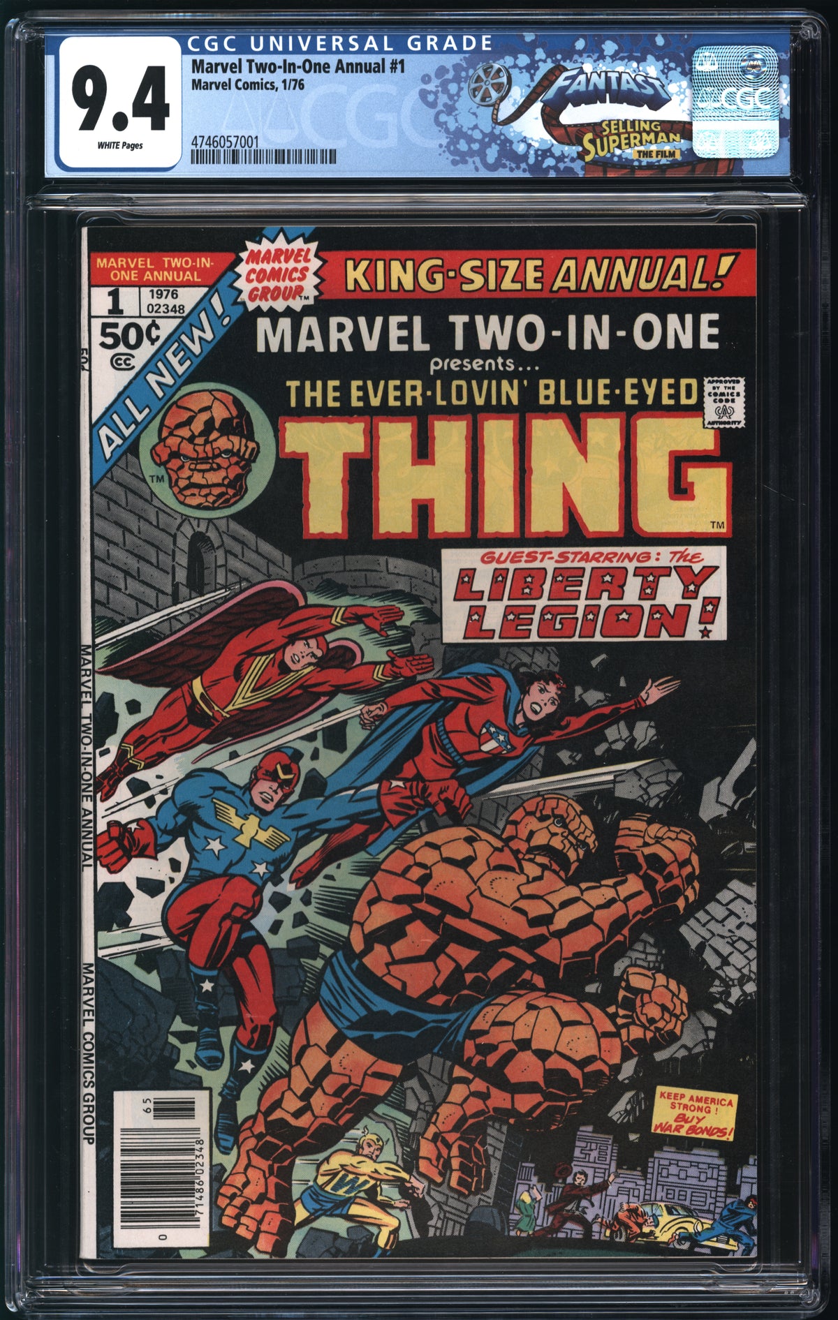 Marvel Comics Marvel Two-In-One Annual #1 1/76 FANTAST CGC 9.4 White Pages