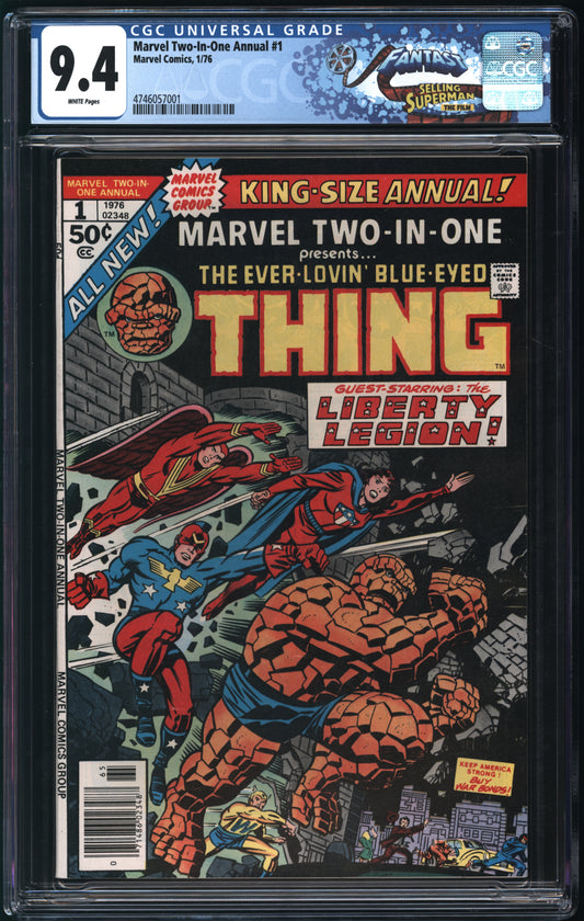 Marvel Comics Marvel Two-In-One Annual #1 1/76 FANTAST CGC 9.4 White Pages