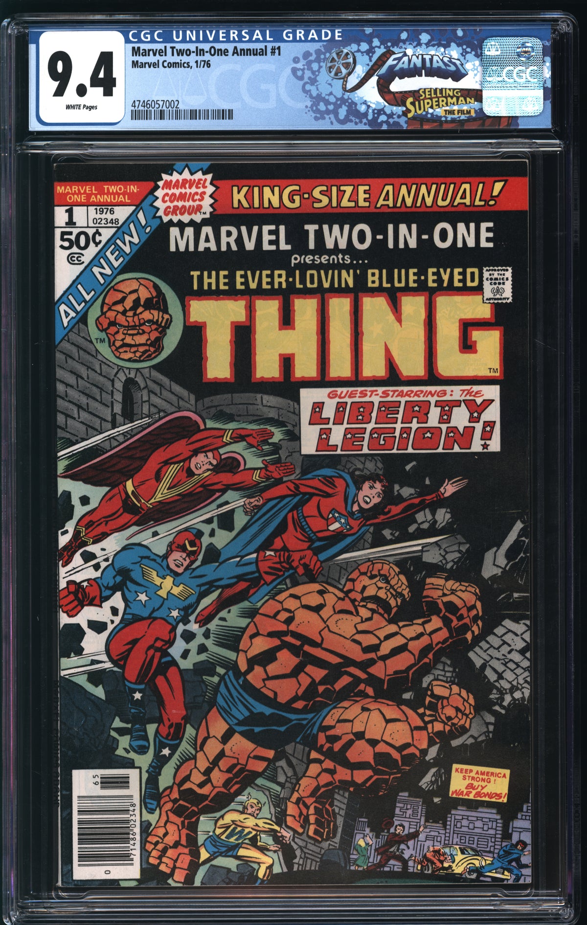 Marvel Comics Marvel Two-In-One Annual #1 1/76 FANTAST CGC 9.4 White Pages