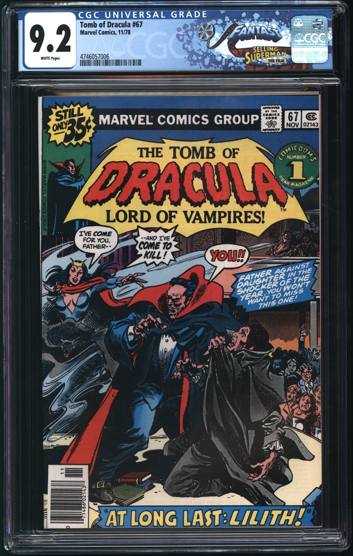 Marvel Comics Tomb of Dracula #67 11/78 FANTAST CGC 9.2 White Pages