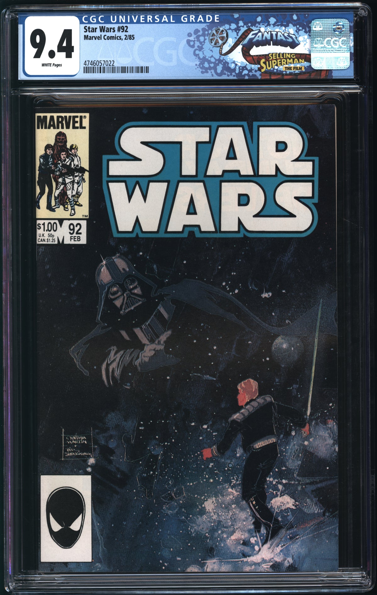 Marvel Comics Star Wars #92 2/85 FANTAST CGC 9.4 White Pages