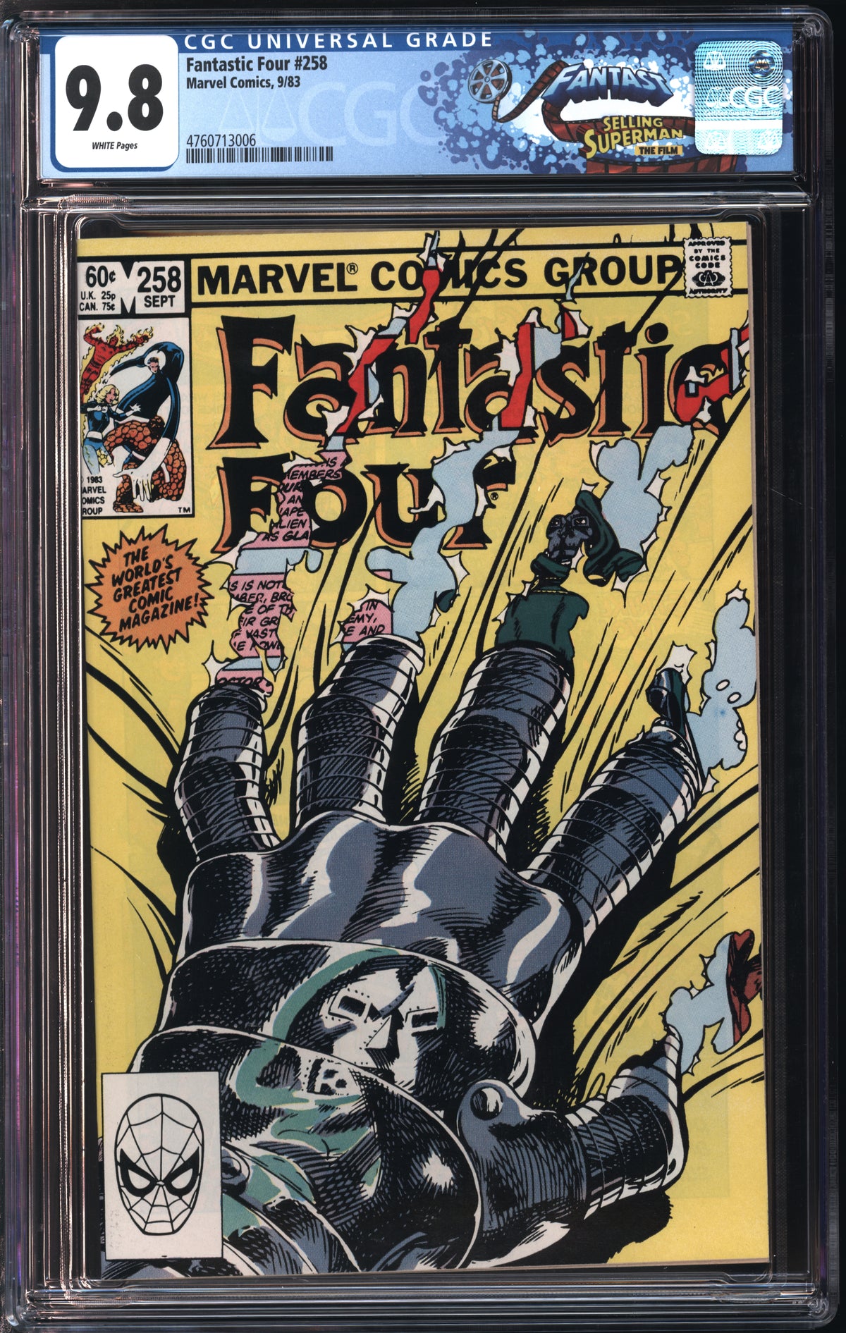 Marvel Comics Fantastic Four #258 9/83 FANTAST CGC 9.8 White Pages