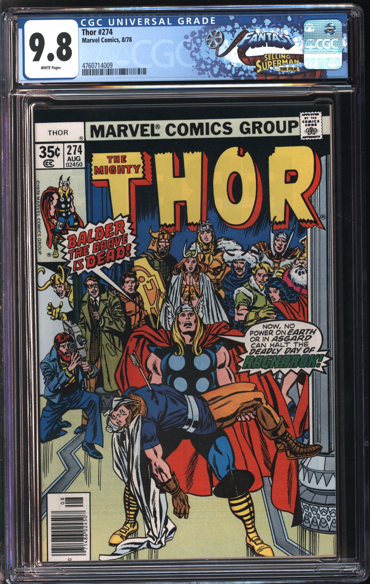 Marvel Comics Thor #274 8/78 FANTAST CGC 9.8 White Pages