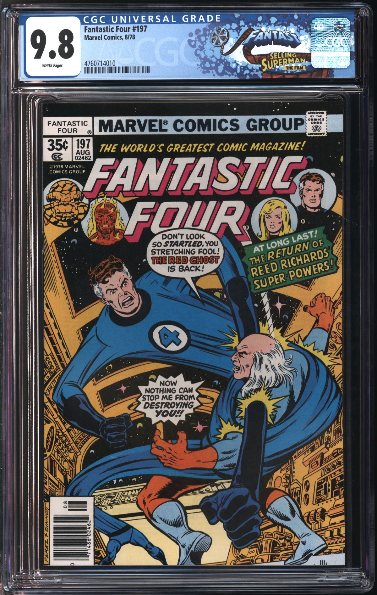 Marvel Comics Fantastic Four #197 8/78 FANTAST CGC 9.8 White Pages