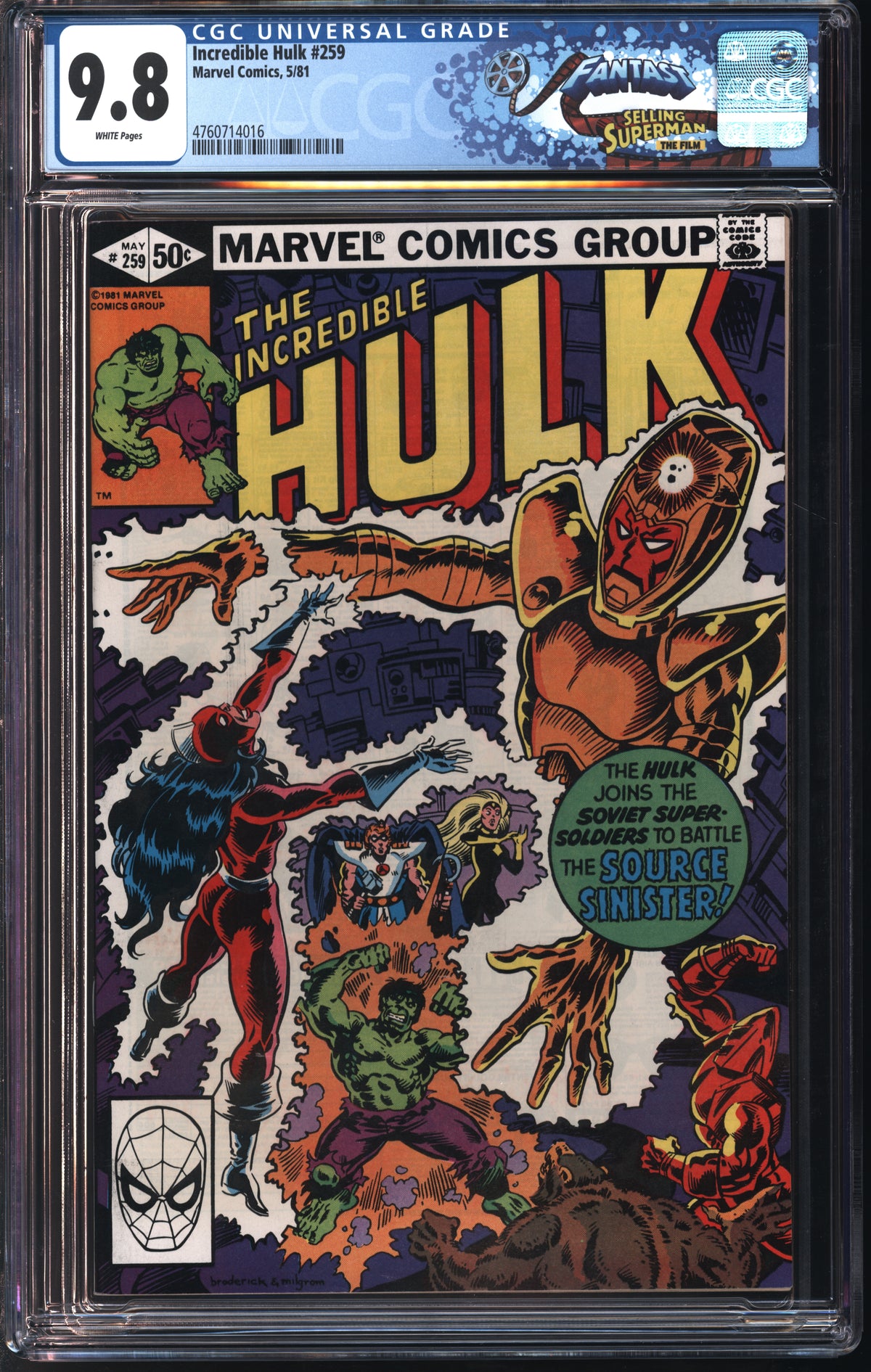Marvel Comics Incredible Hulk #259 5/81 FANTAST CGC 9.8 White Pages