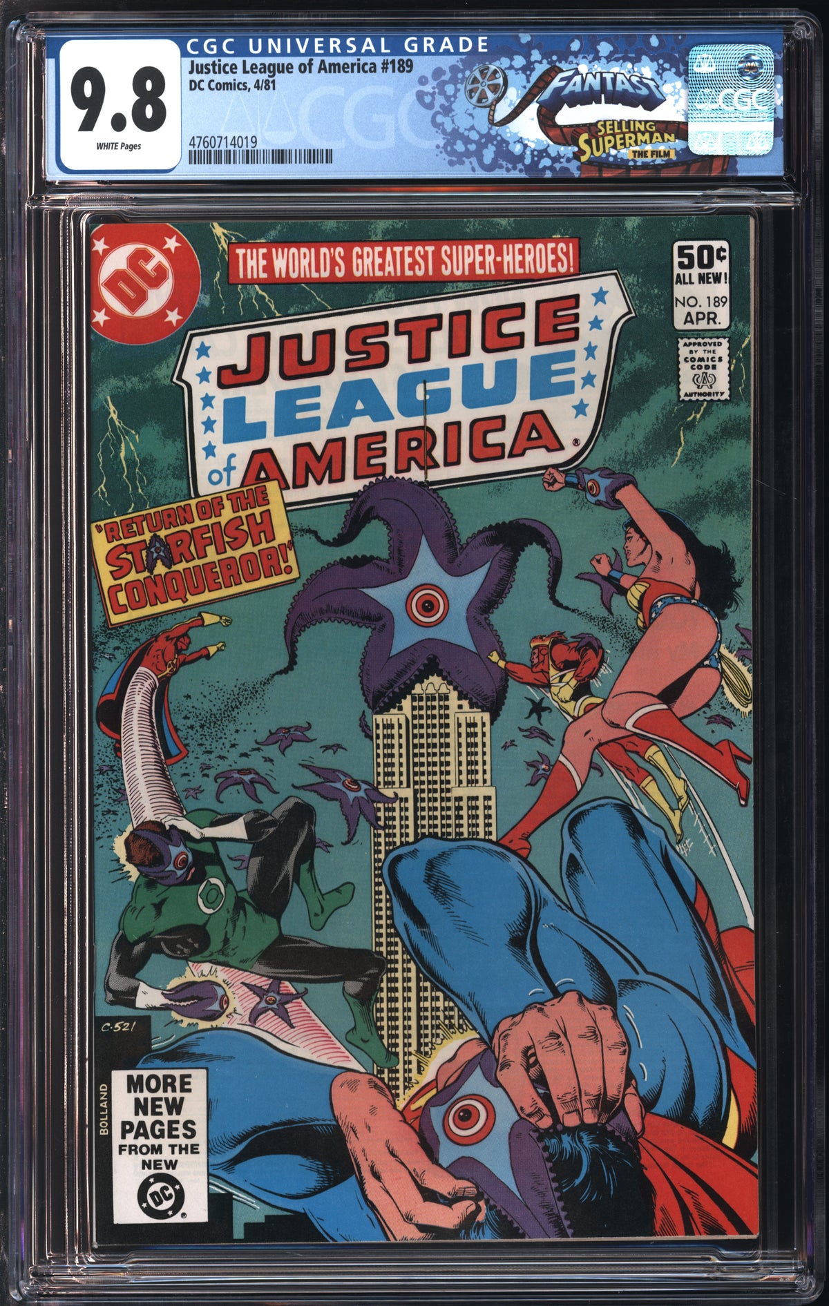 D.C. Comics Justice League of America #189 4/81 FANTAST CGC 9.8 White Pages