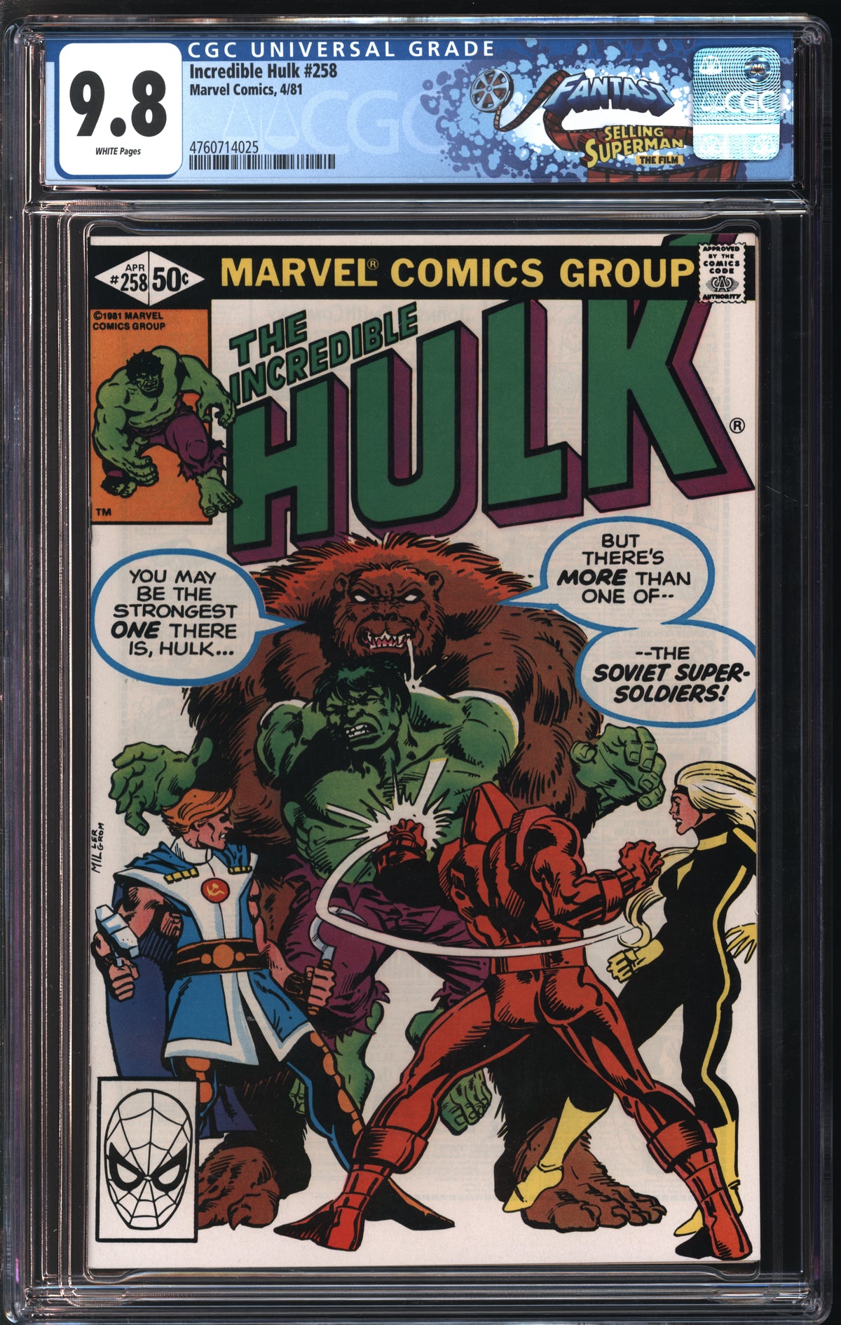 Marvel Comics Incredible Hulk #258 4/81 FANTAST CGC 9.8 White Pages
